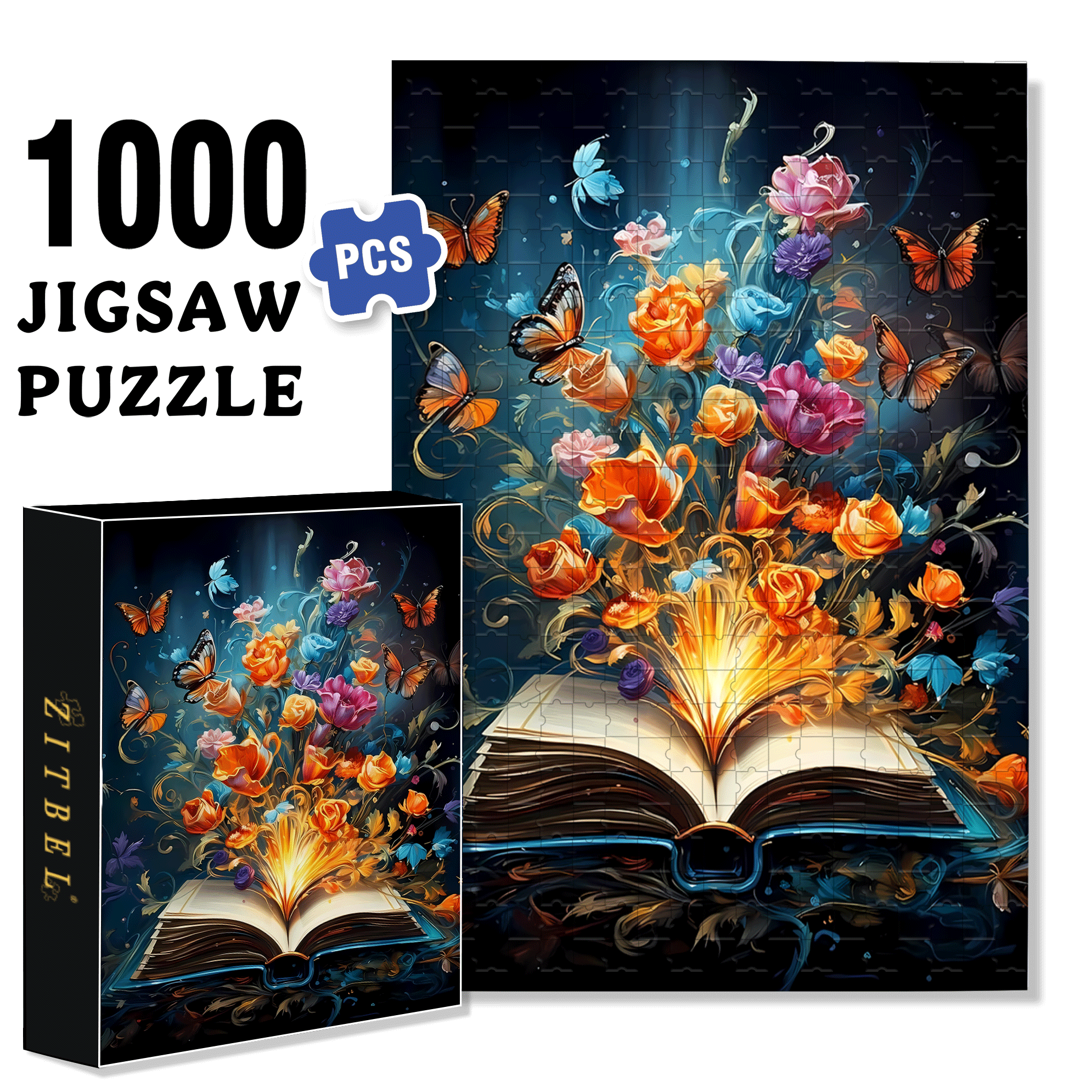 A Page of Flowers 500pcs/1000pcs Jigsaw Puzzle, Scratch-Resistant, Interactive Family Game & Brain-Boosting DIY Decor, Perfect for Halloween, Christmas & New Year Gifts, Family Puzzle Game