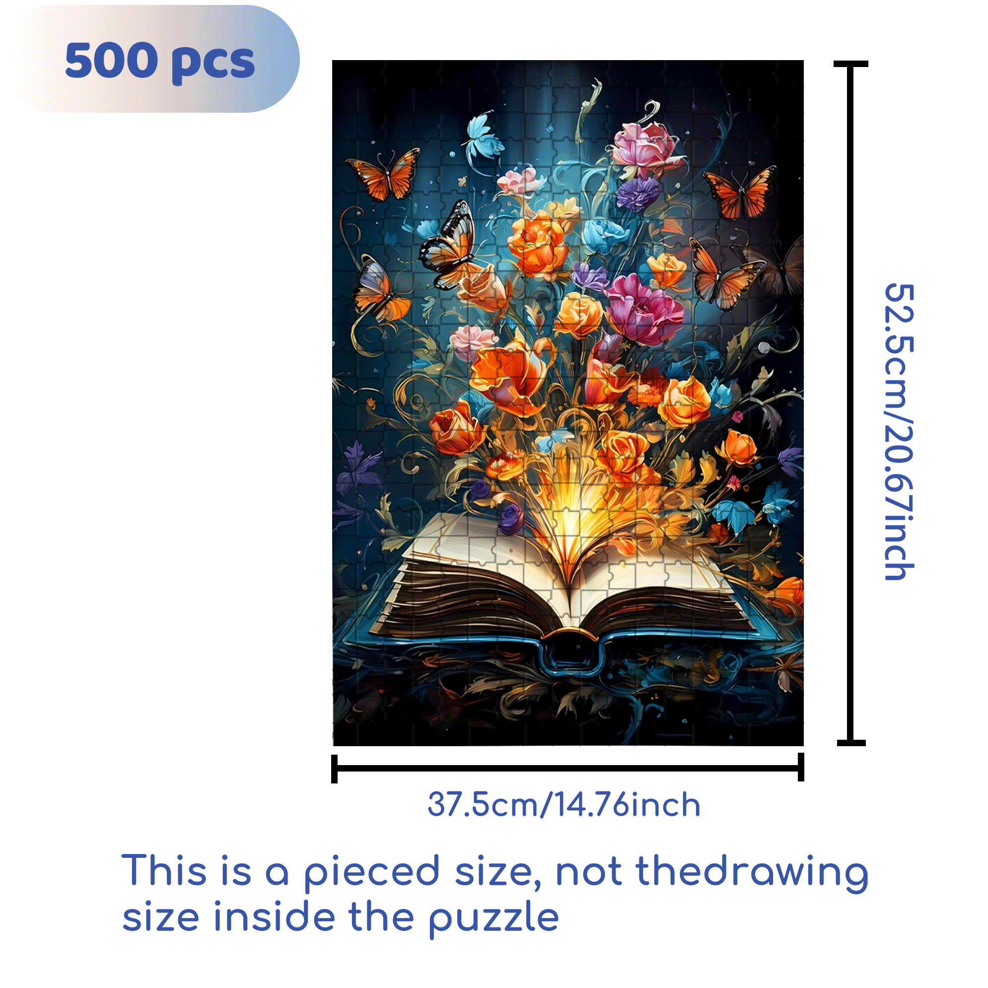 A Page of Flowers 500pcs/1000pcs Jigsaw Puzzle, Scratch-Resistant, Interactive Family Game & Brain-Boosting DIY Decor, Perfect for Halloween, Christmas & New Year Gifts, Family Puzzle Game