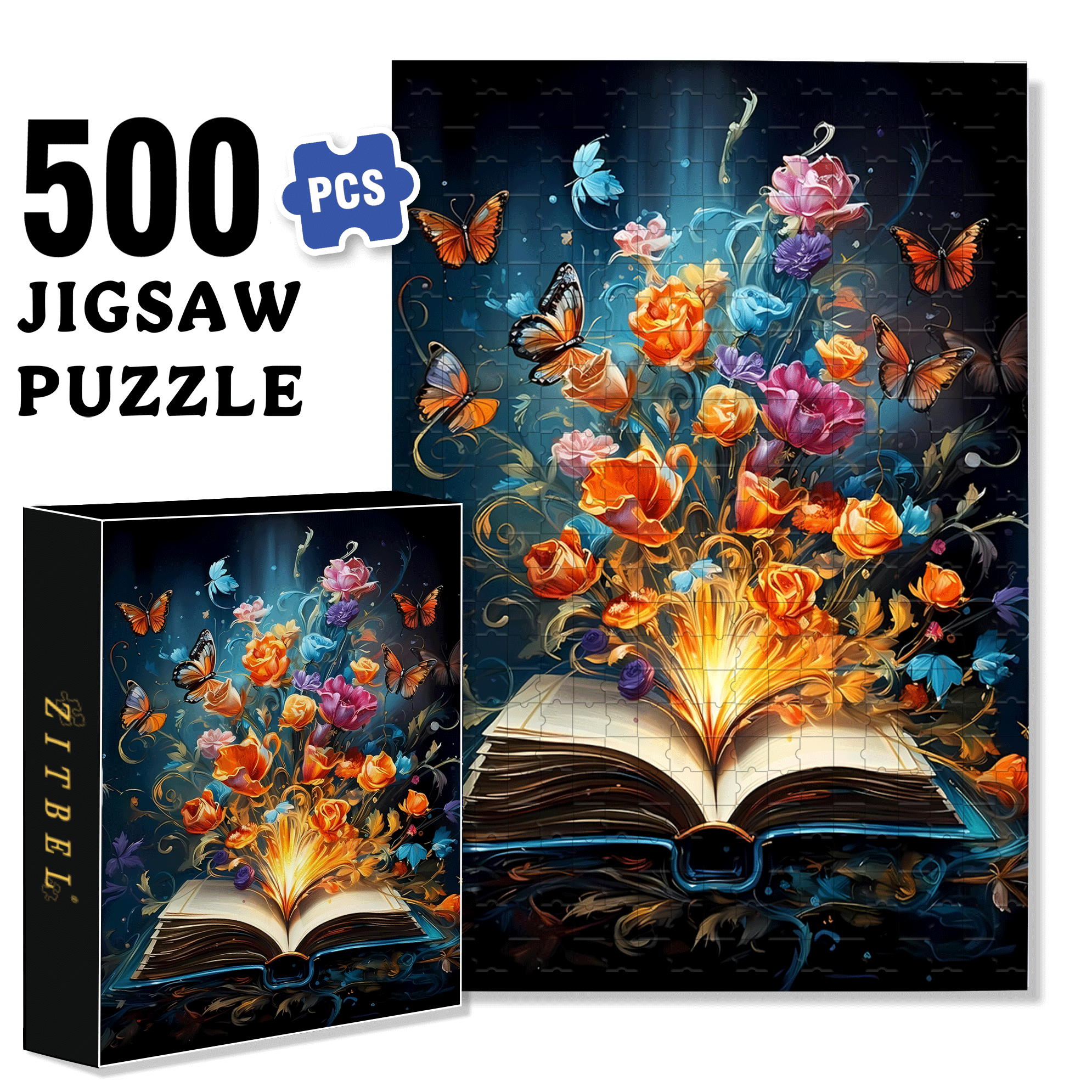 A Page of Flowers 500pcs/1000pcs Jigsaw Puzzle, Scratch-Resistant, Interactive Family Game & Brain-Boosting DIY Decor, Perfect for Halloween, Christmas & New Year Gifts, Family Puzzle Game