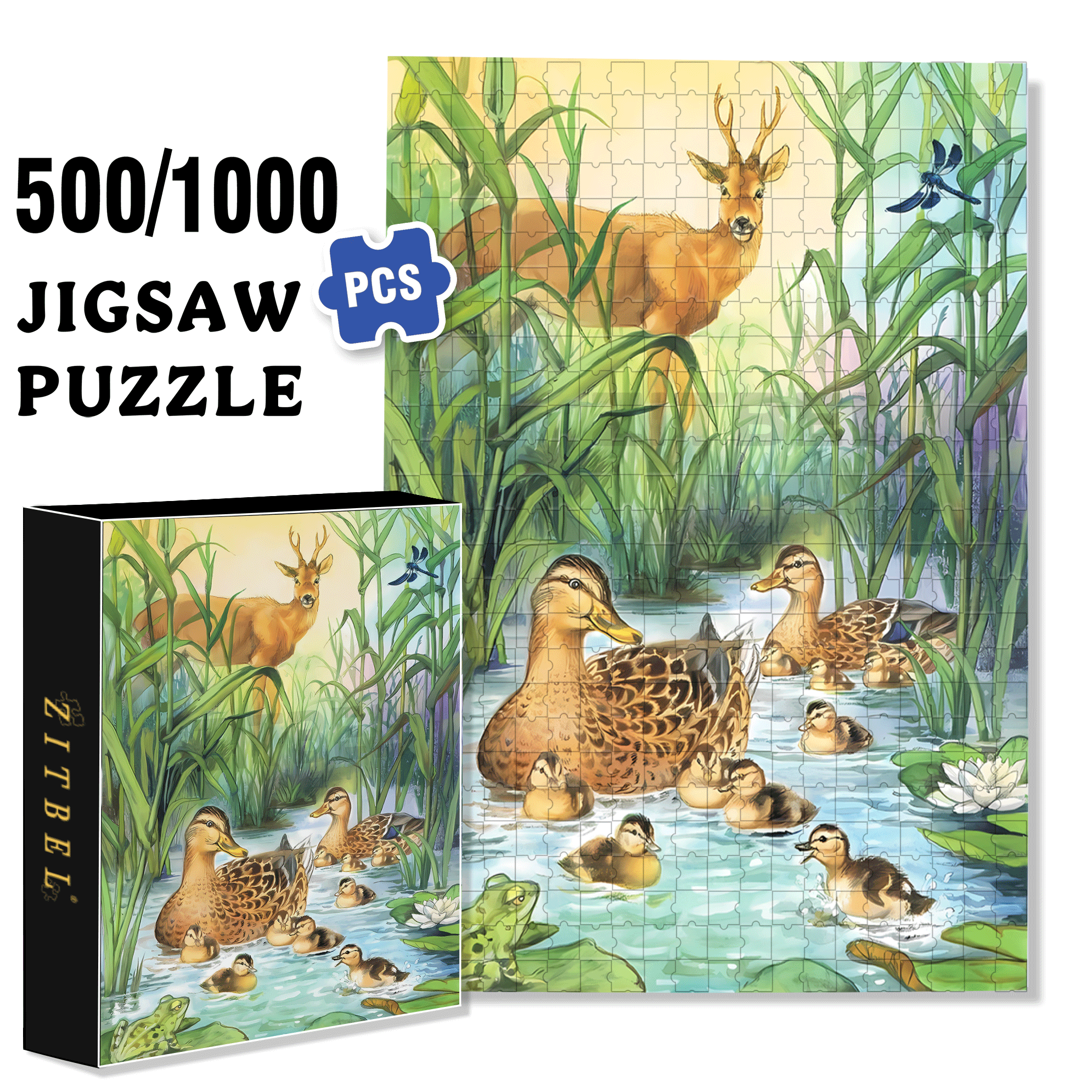 A Tranquil Afternoon In The Reed Marshes 500pcs/1000pcs Jigsaw Puzzle, Scratch-Resistant, Interactive Family Game & Brain-Boosting DIY Decor, Perfect for Halloween, Christmas & New Year Gifts, Family Puzzle Game