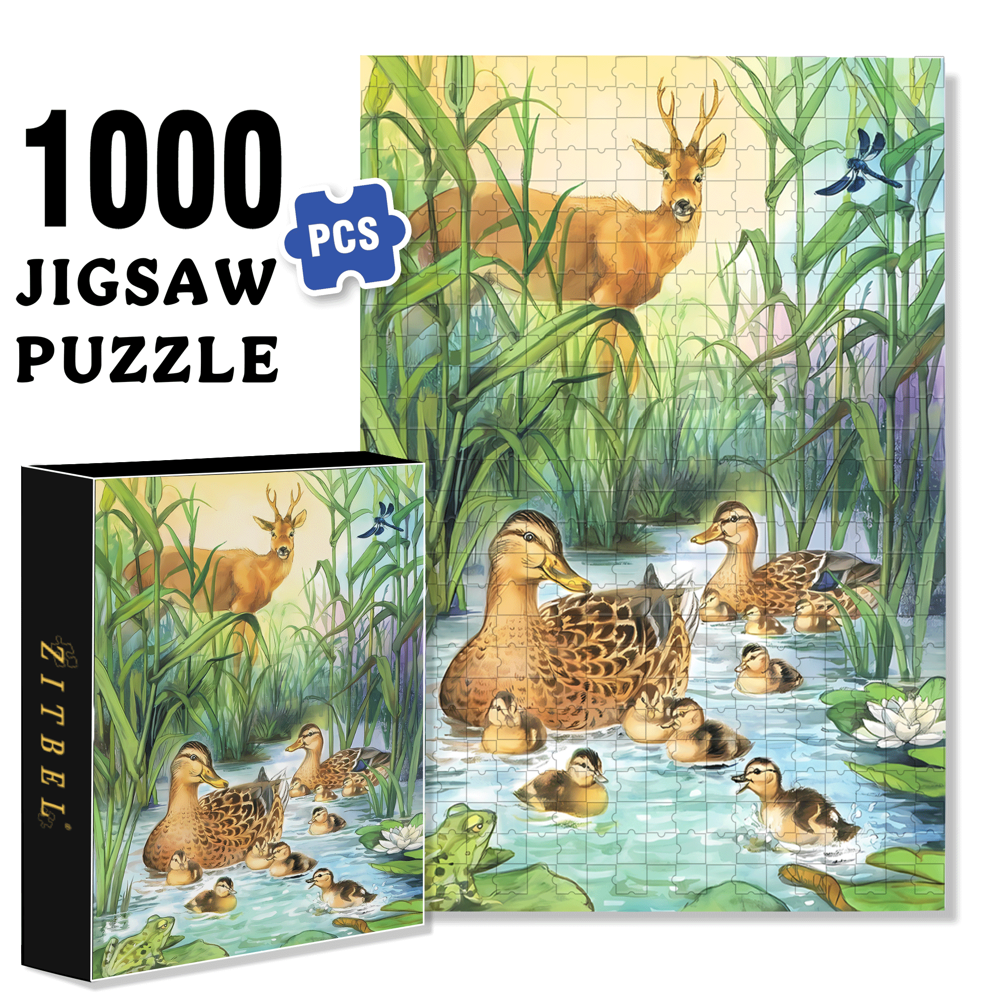 A Tranquil Afternoon In The Reed Marshes 500pcs/1000pcs Jigsaw Puzzle, Scratch-Resistant, Interactive Family Game & Brain-Boosting DIY Decor, Perfect for Halloween, Christmas & New Year Gifts, Family Puzzle Game