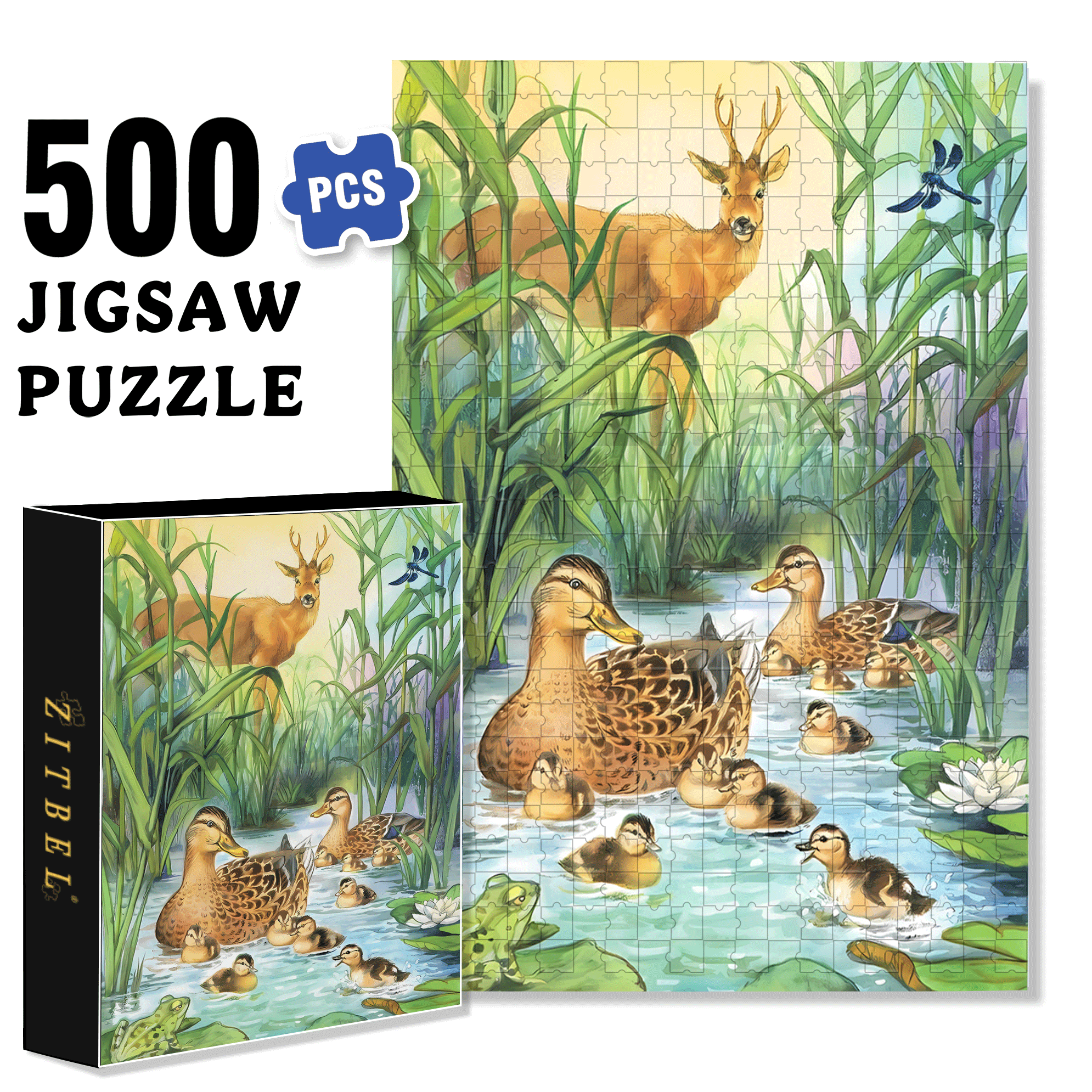 A Tranquil Afternoon In The Reed Marshes 500pcs/1000pcs Jigsaw Puzzle, Scratch-Resistant, Interactive Family Game & Brain-Boosting DIY Decor, Perfect for Halloween, Christmas & New Year Gifts, Family Puzzle Game