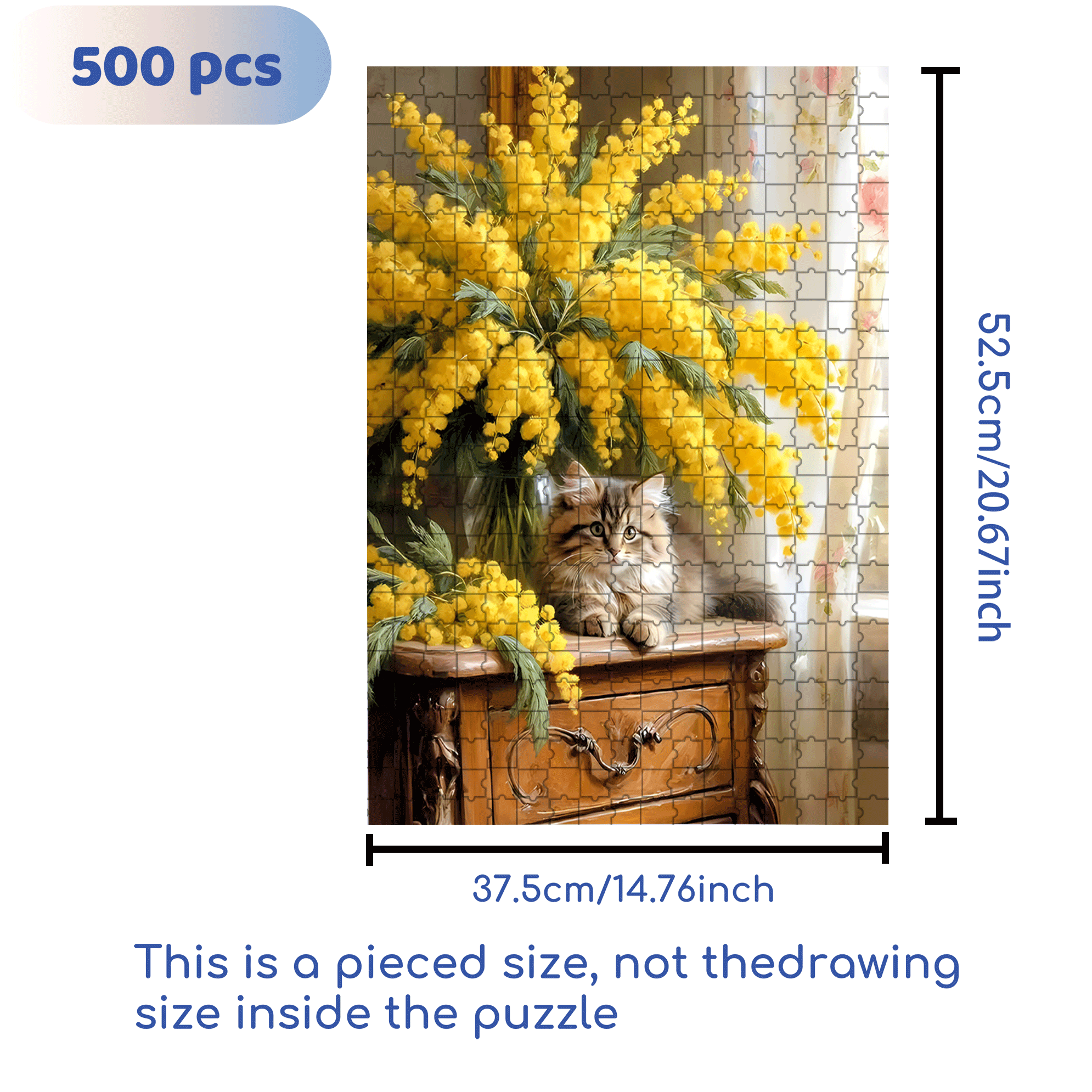 Acacia & Cat 500pcs/1000pcs Jigsaw Puzzle, Scratch-Resistant, Interactive Family Game & Brain-Boosting DIY Decor, Perfect for Halloween, Christmas & New Year Gifts, Family Puzzle Game