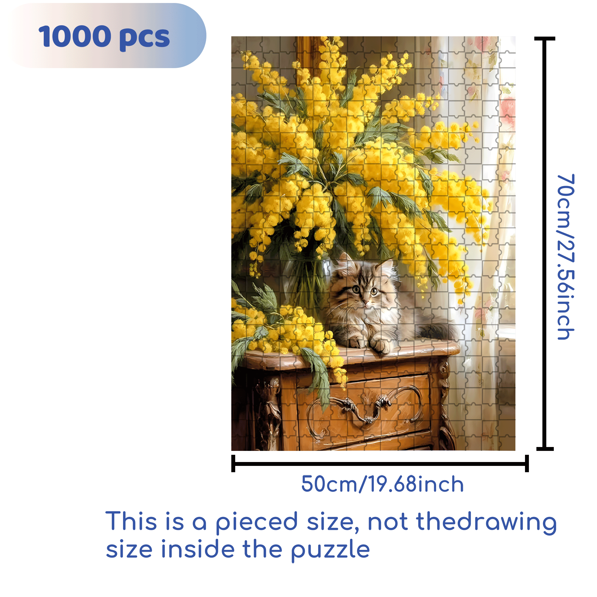 Acacia & Cat 500pcs/1000pcs Jigsaw Puzzle, Scratch-Resistant, Interactive Family Game & Brain-Boosting DIY Decor, Perfect for Halloween, Christmas & New Year Gifts, Family Puzzle Game