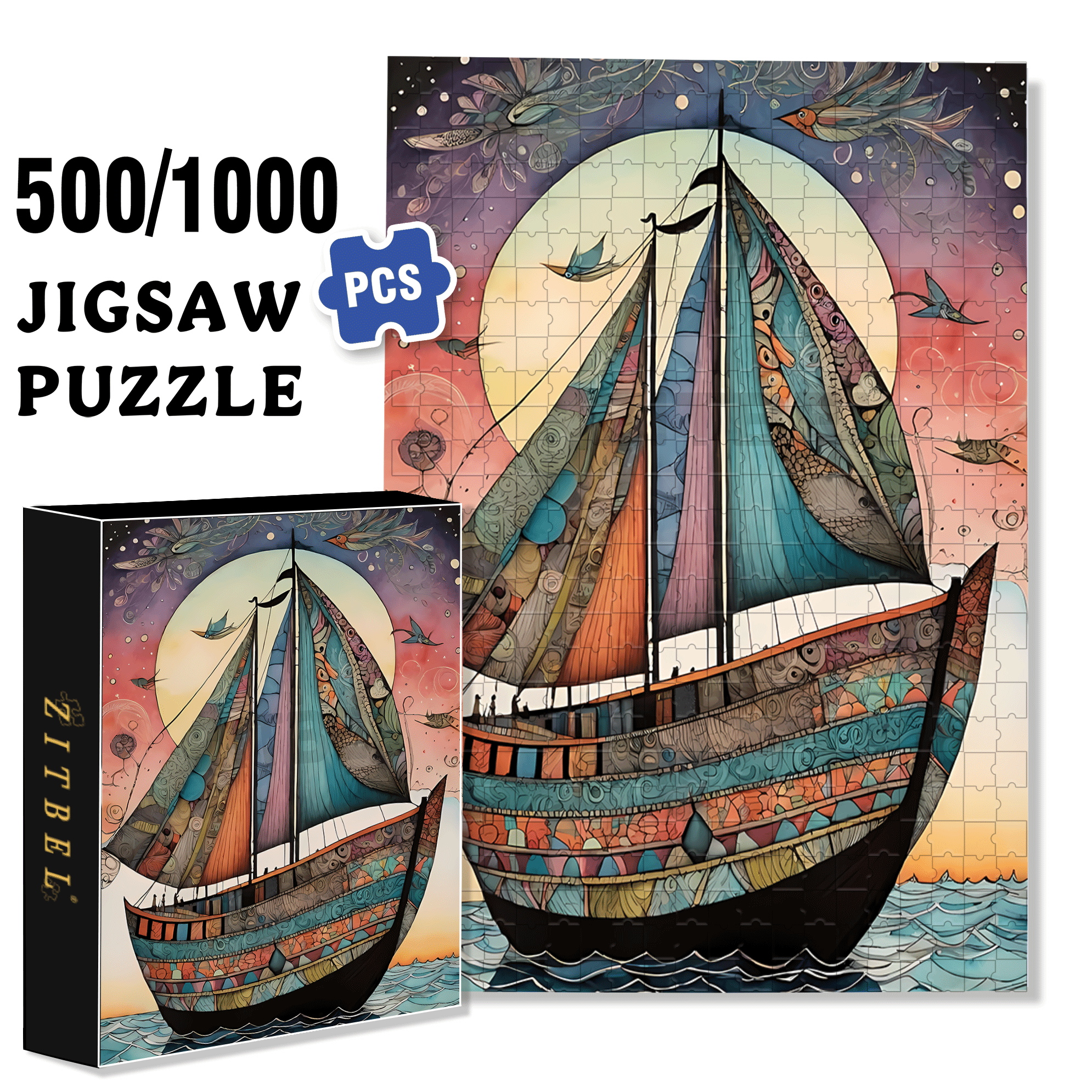 Barco 500pcs/1000pcs Jigsaw Puzzle, Scratch-Resistant, Interactive Family Game & Brain-Boosting DIY Decor, Perfect for Halloween, Christmas & New Year Gifts, Family Puzzle Game