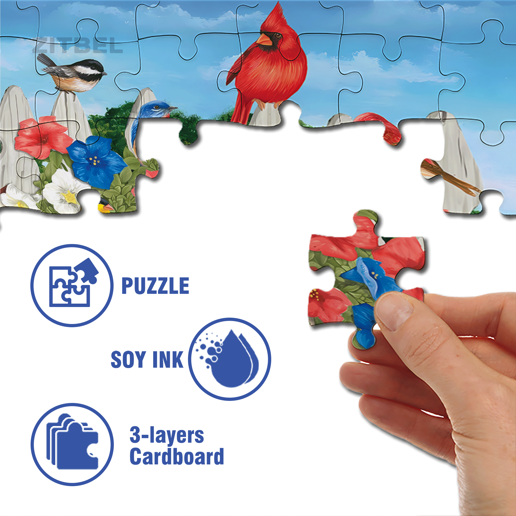 Birds and Flowers On The Fence 500pcs/1000pcs Jigsaw Puzzle, Scratch-Resistant, Interactive Family Game & Brain-Boosting DIY Decor, Perfect for Halloween, Christmas & New Year Gifts, Family Puzzle Game