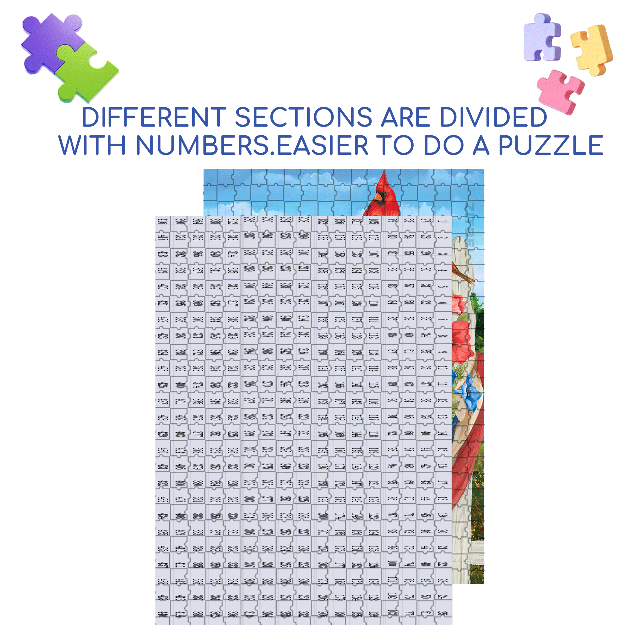 Birds and Flowers On The Fence 500pcs/1000pcs Jigsaw Puzzle, Scratch-Resistant, Interactive Family Game & Brain-Boosting DIY Decor, Perfect for Halloween, Christmas & New Year Gifts, Family Puzzle Game