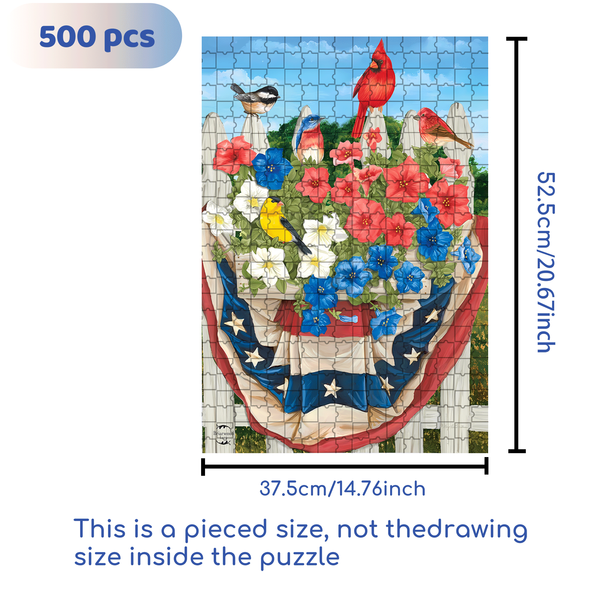 Birds and Flowers On The Fence 500pcs/1000pcs Jigsaw Puzzle, Scratch-Resistant, Interactive Family Game & Brain-Boosting DIY Decor, Perfect for Halloween, Christmas & New Year Gifts, Family Puzzle Game