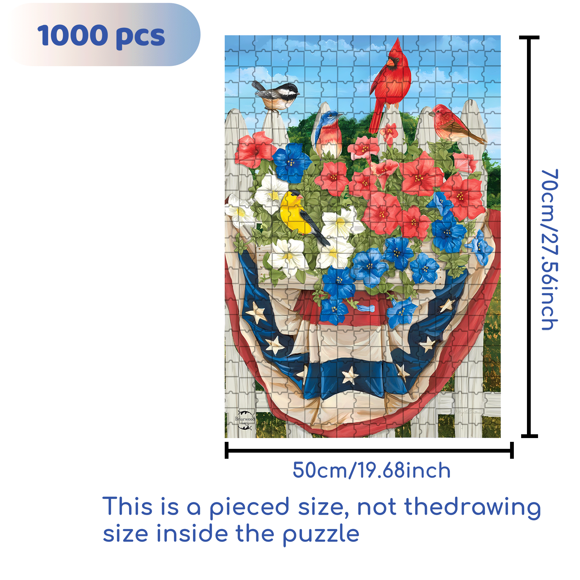 Birds and Flowers On The Fence 500pcs/1000pcs Jigsaw Puzzle, Scratch-Resistant, Interactive Family Game & Brain-Boosting DIY Decor, Perfect for Halloween, Christmas & New Year Gifts, Family Puzzle Game