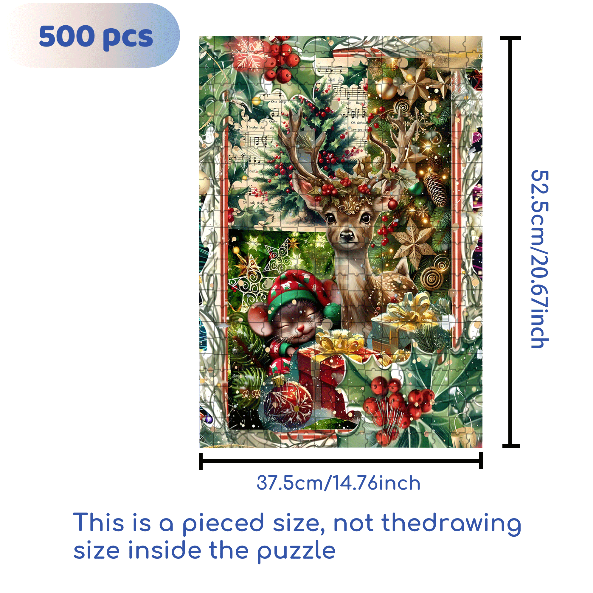 Blessings Of The Deer And The Rat 500pcs/1000pcs Jigsaw Puzzle, Scratch-Resistant, Interactive Family Game & Brain-Boosting DIY Decor, Perfect for Halloween, Christmas & New Year Gifts, Family Puzzle Game