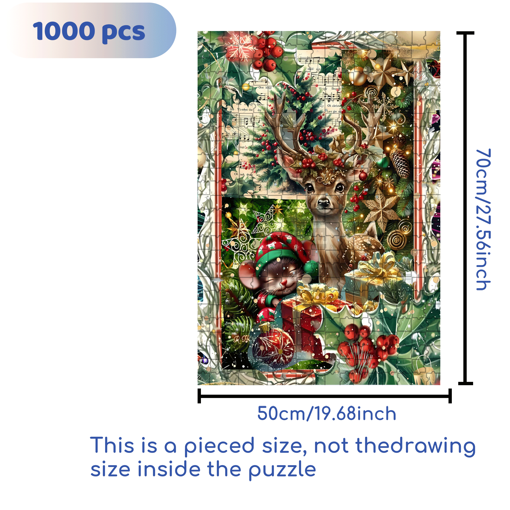 Blessings Of The Deer And The Rat 500pcs/1000pcs Jigsaw Puzzle, Scratch-Resistant, Interactive Family Game & Brain-Boosting DIY Decor, Perfect for Halloween, Christmas & New Year Gifts, Family Puzzle Game