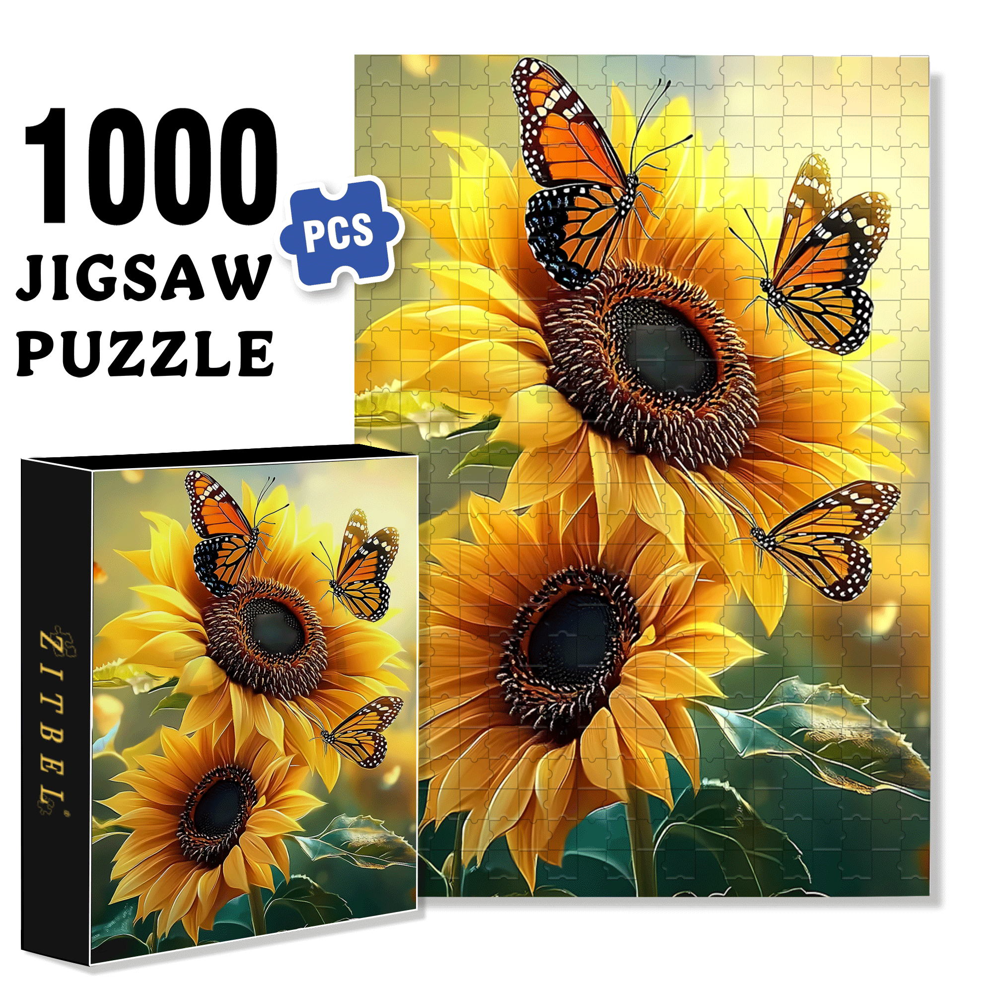 Butterfly Dance Among Flowers 500pcs/1000pcs Jigsaw Puzzle, Scratch-Resistant, Interactive Family Game & Brain-Boosting DIY Decor, Perfect for Halloween, Christmas & New Year Gifts, Family Puzzle Game