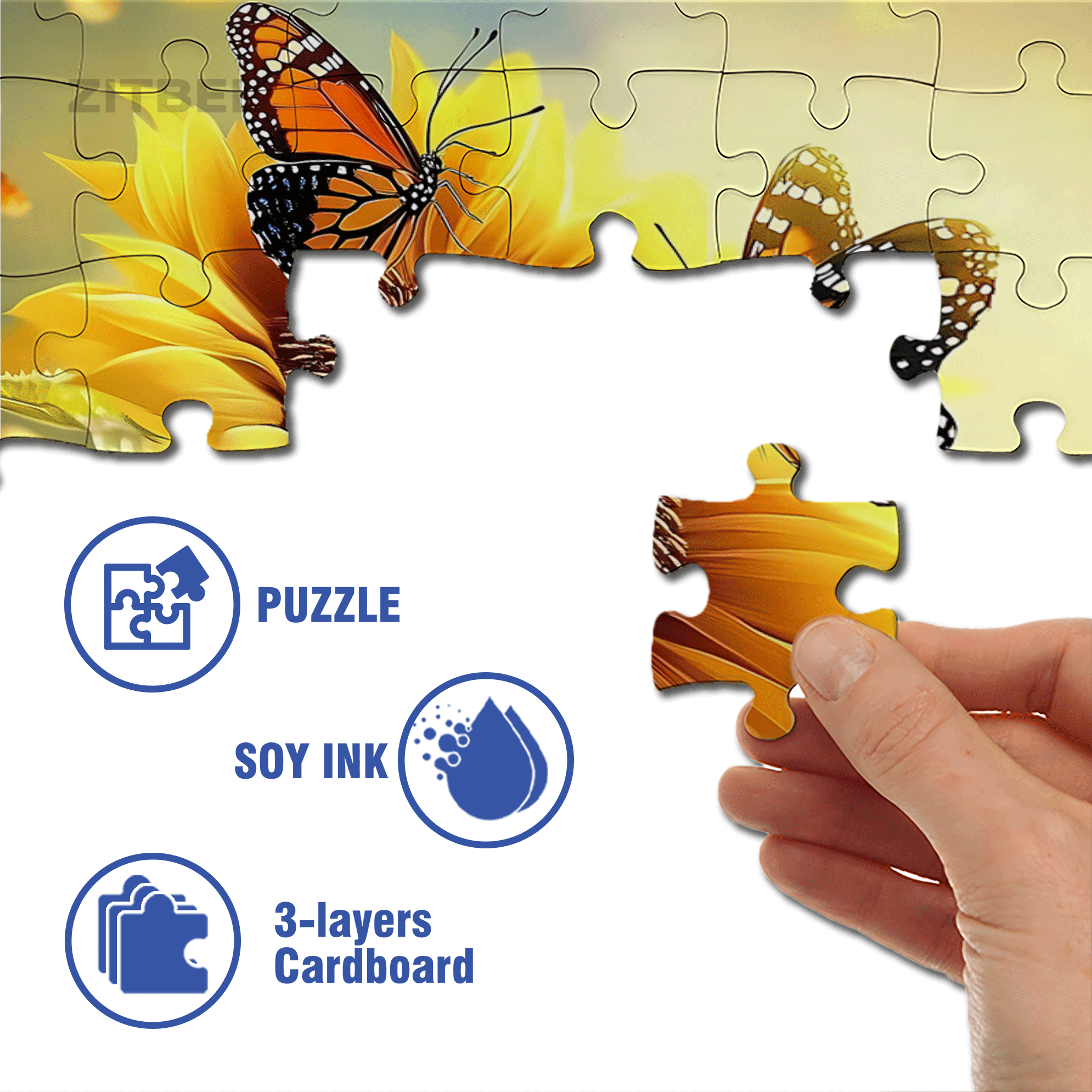Butterfly Dance Among Flowers 500pcs/1000pcs Jigsaw Puzzle, Scratch-Resistant, Interactive Family Game & Brain-Boosting DIY Decor, Perfect for Halloween, Christmas & New Year Gifts, Family Puzzle Game