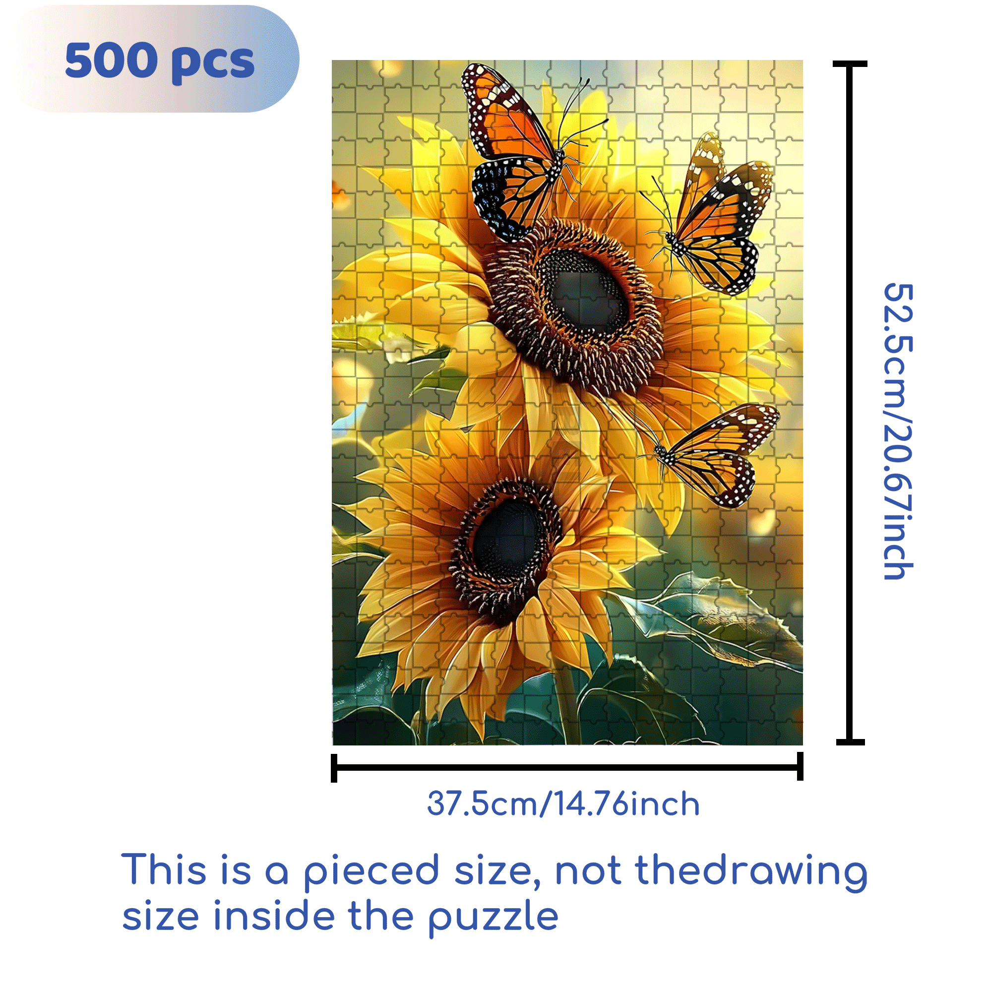 Butterfly Dance Among Flowers 500pcs/1000pcs Jigsaw Puzzle, Scratch-Resistant, Interactive Family Game & Brain-Boosting DIY Decor, Perfect for Halloween, Christmas & New Year Gifts, Family Puzzle Game
