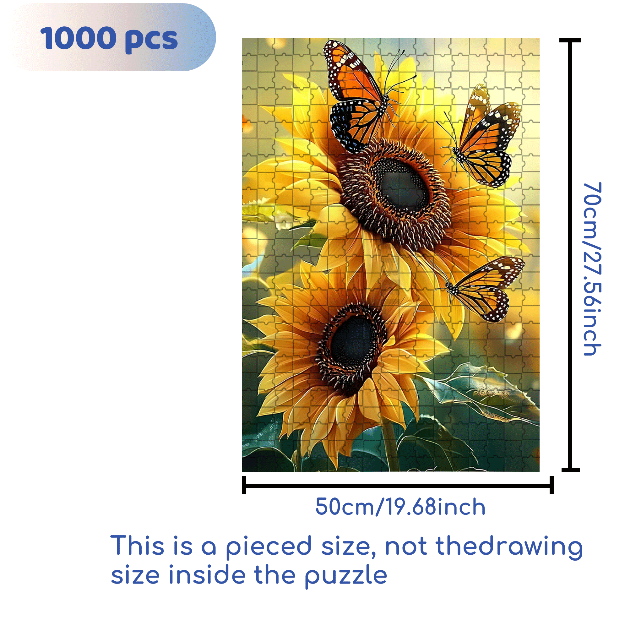 Butterfly Dance Among Flowers 500pcs/1000pcs Jigsaw Puzzle, Scratch-Resistant, Interactive Family Game & Brain-Boosting DIY Decor, Perfect for Halloween, Christmas & New Year Gifts, Family Puzzle Game