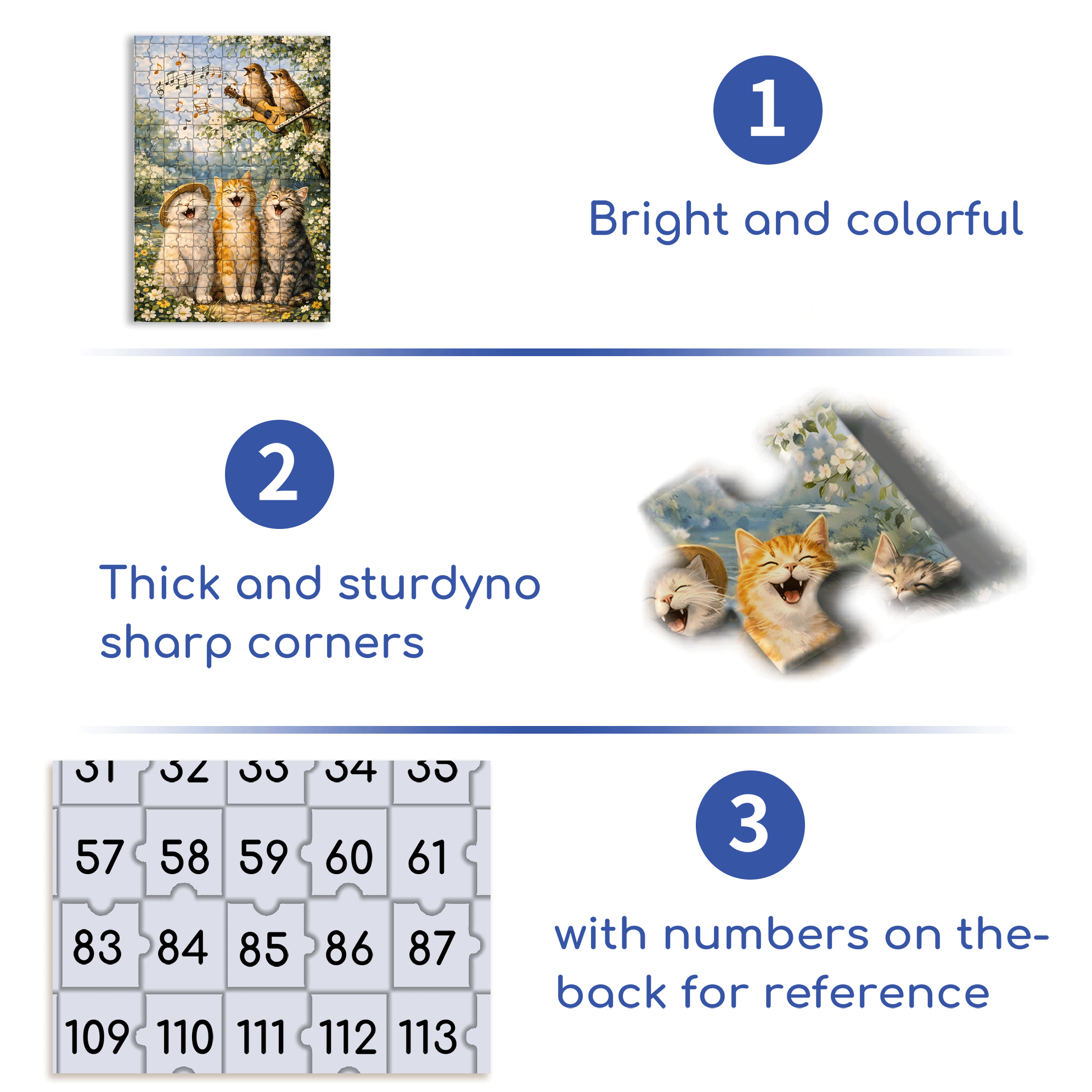 Cat Choir 500pcs/1000pcs Jigsaw Puzzle, Scratch-Resistant, Interactive Family Game & Brain-Boosting DIY Decor, Perfect for Halloween, Christmas & New Year Gifts, Family Puzzle Game