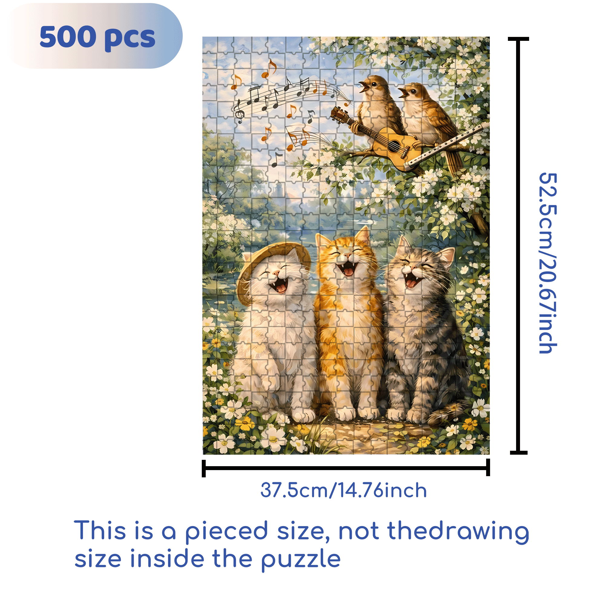 Cat Choir 500pcs/1000pcs Jigsaw Puzzle, Scratch-Resistant, Interactive Family Game & Brain-Boosting DIY Decor, Perfect for Halloween, Christmas & New Year Gifts, Family Puzzle Game