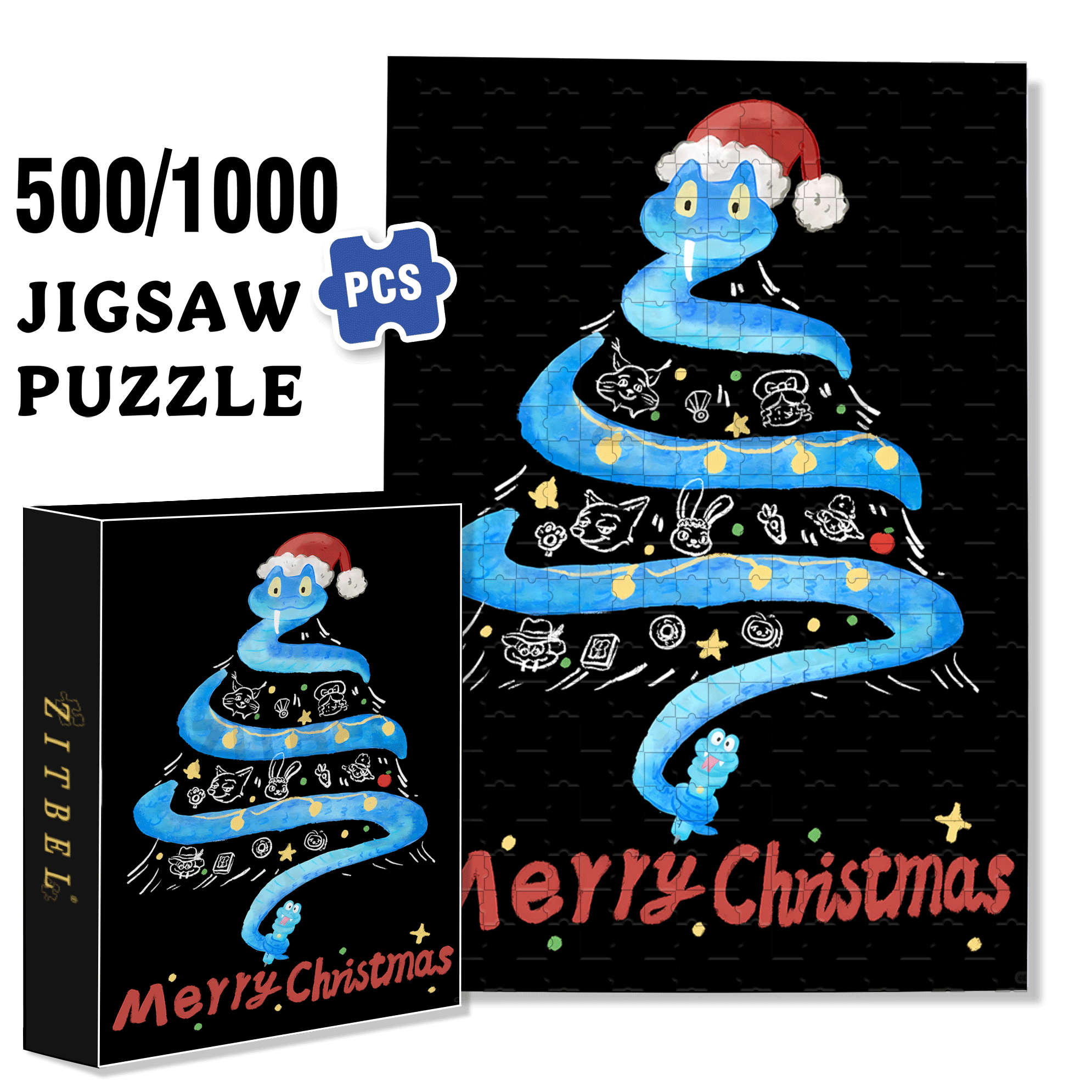 Christmas Special Episode 500pcs/1000pcs Jigsaw Puzzle, Scratch-Resistant, Interactive Family Game & Brain-Boosting DIY Decor, Perfect for Halloween, Christmas & New Year Gifts, Family Puzzle Game