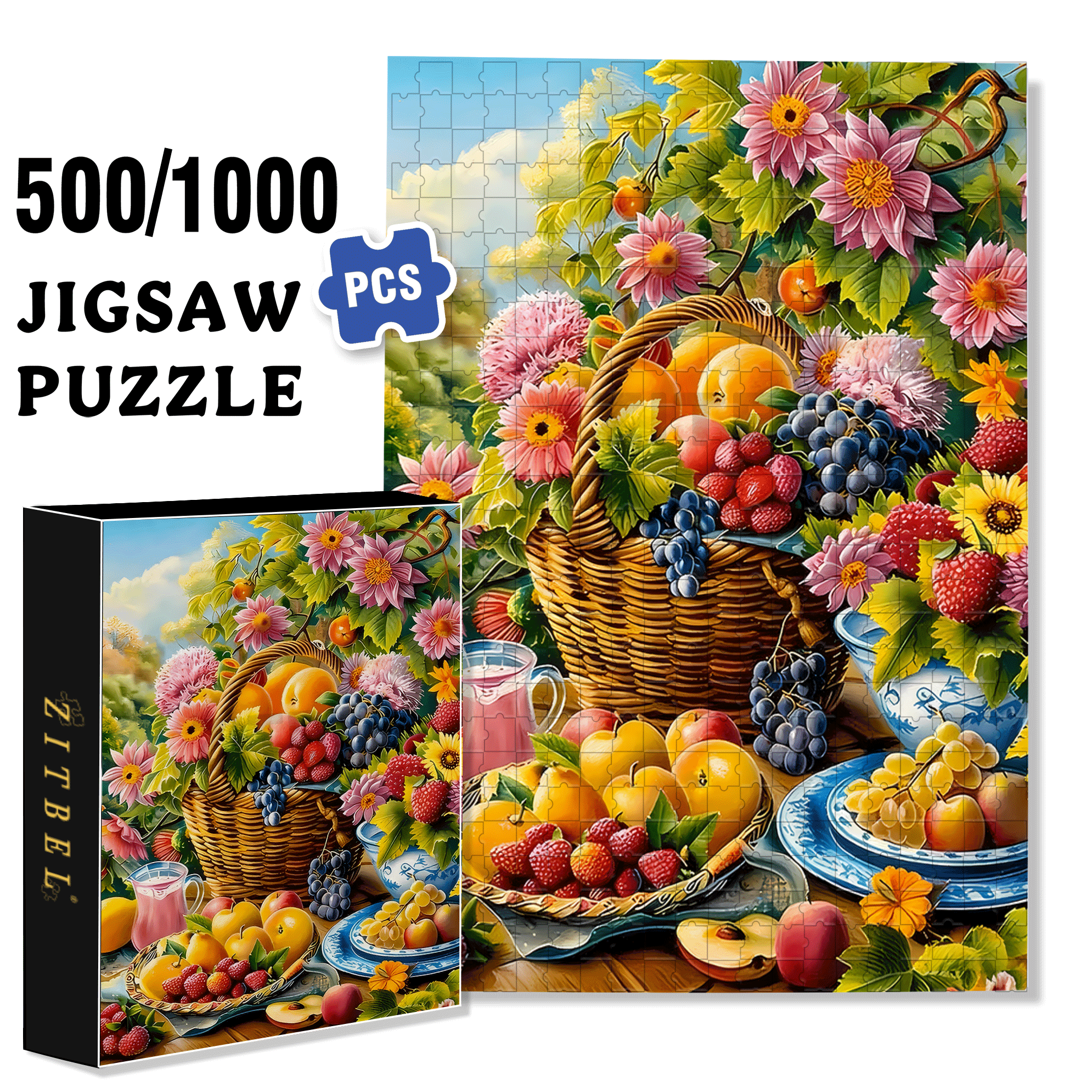 Day Of Abundance 500pcs/1000pcs Jigsaw Puzzle, Scratch-Resistant, Interactive Family Game & Brain-Boosting DIY Decor, Perfect for Halloween, Christmas & New Year Gifts, Family Puzzle Game