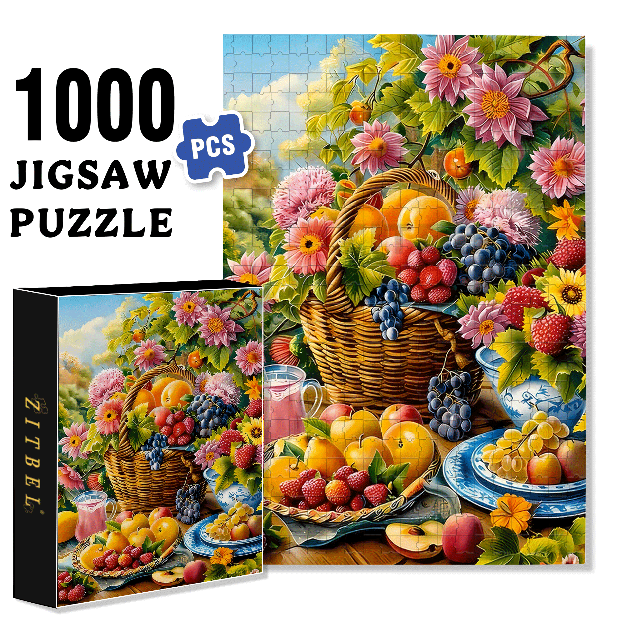 Day Of Abundance 500pcs/1000pcs Jigsaw Puzzle, Scratch-Resistant, Interactive Family Game & Brain-Boosting DIY Decor, Perfect for Halloween, Christmas & New Year Gifts, Family Puzzle Game