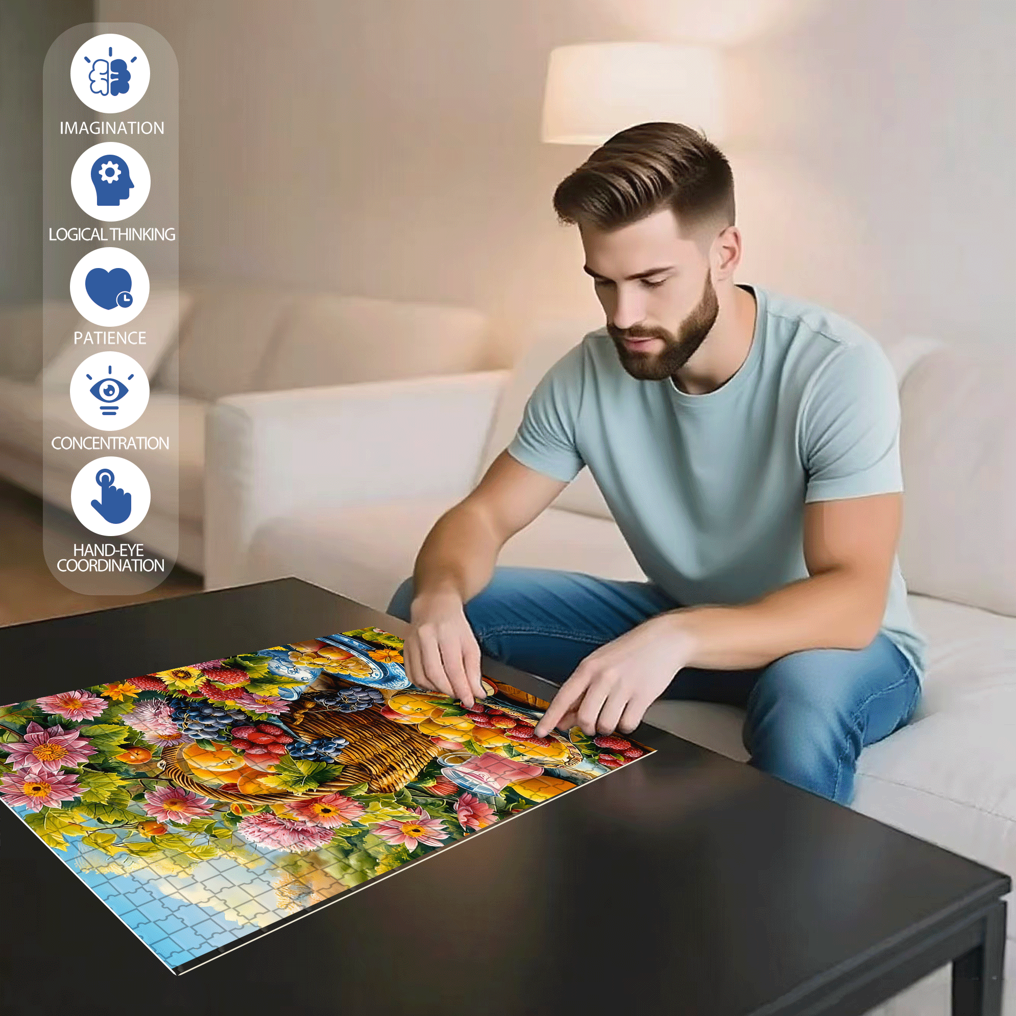 Day Of Abundance 500pcs/1000pcs Jigsaw Puzzle, Scratch-Resistant, Interactive Family Game & Brain-Boosting DIY Decor, Perfect for Halloween, Christmas & New Year Gifts, Family Puzzle Game