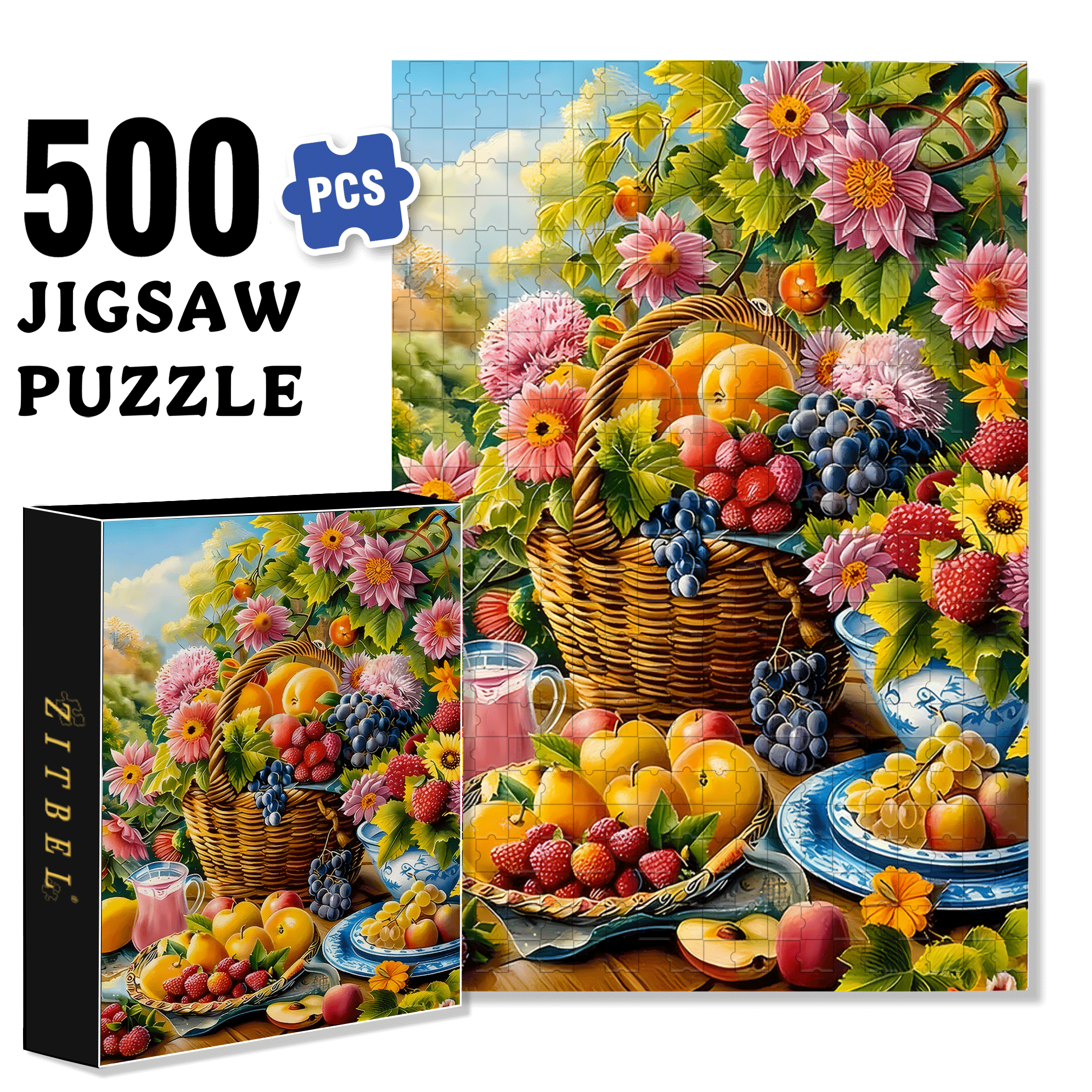 Day Of Abundance 500pcs/1000pcs Jigsaw Puzzle, Scratch-Resistant, Interactive Family Game & Brain-Boosting DIY Decor, Perfect for Halloween, Christmas & New Year Gifts, Family Puzzle Game