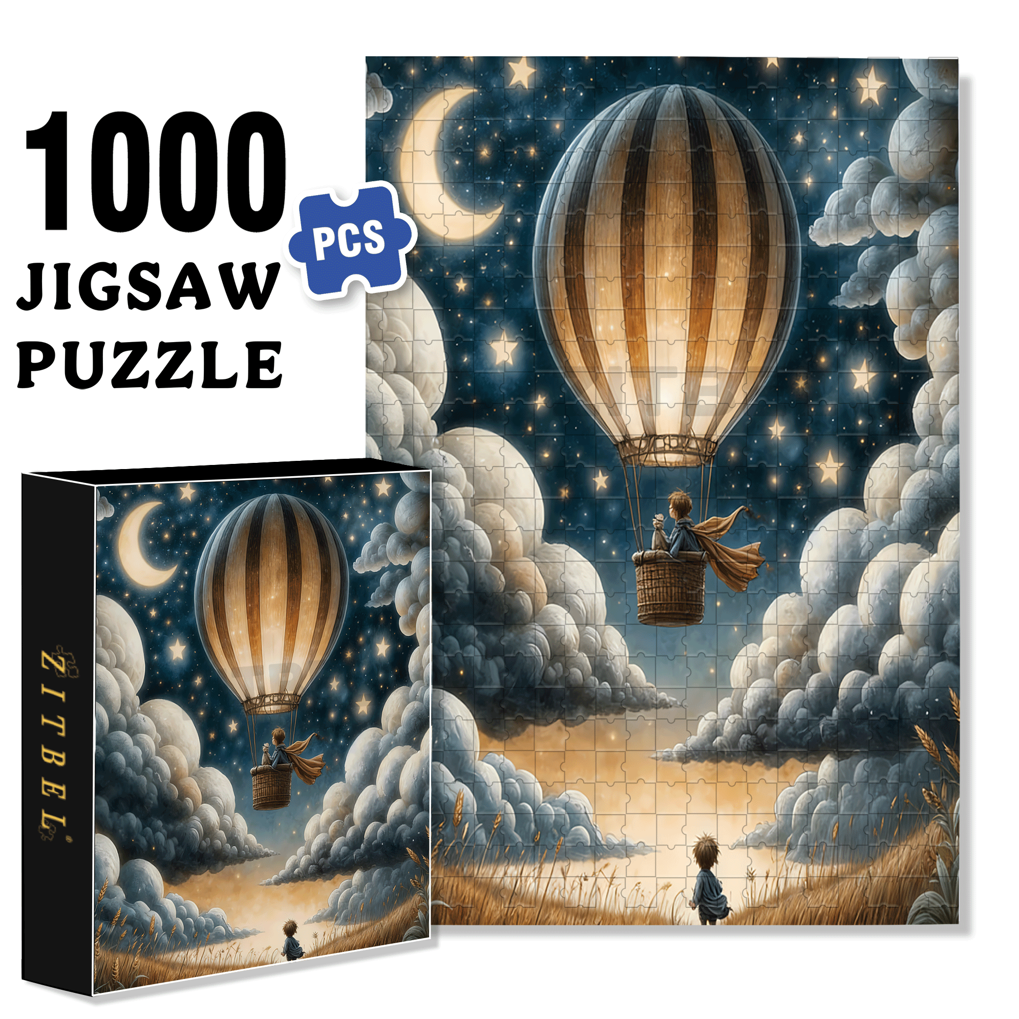 Enchanting Hot Air Balloon 500pcs/1000pcs Jigsaw Puzzle, Scratch-Resistant, Interactive Family Game & Brain-Boosting DIY Decor, Perfect for Halloween, Christmas & New Year Gifts, Family Puzzle Game