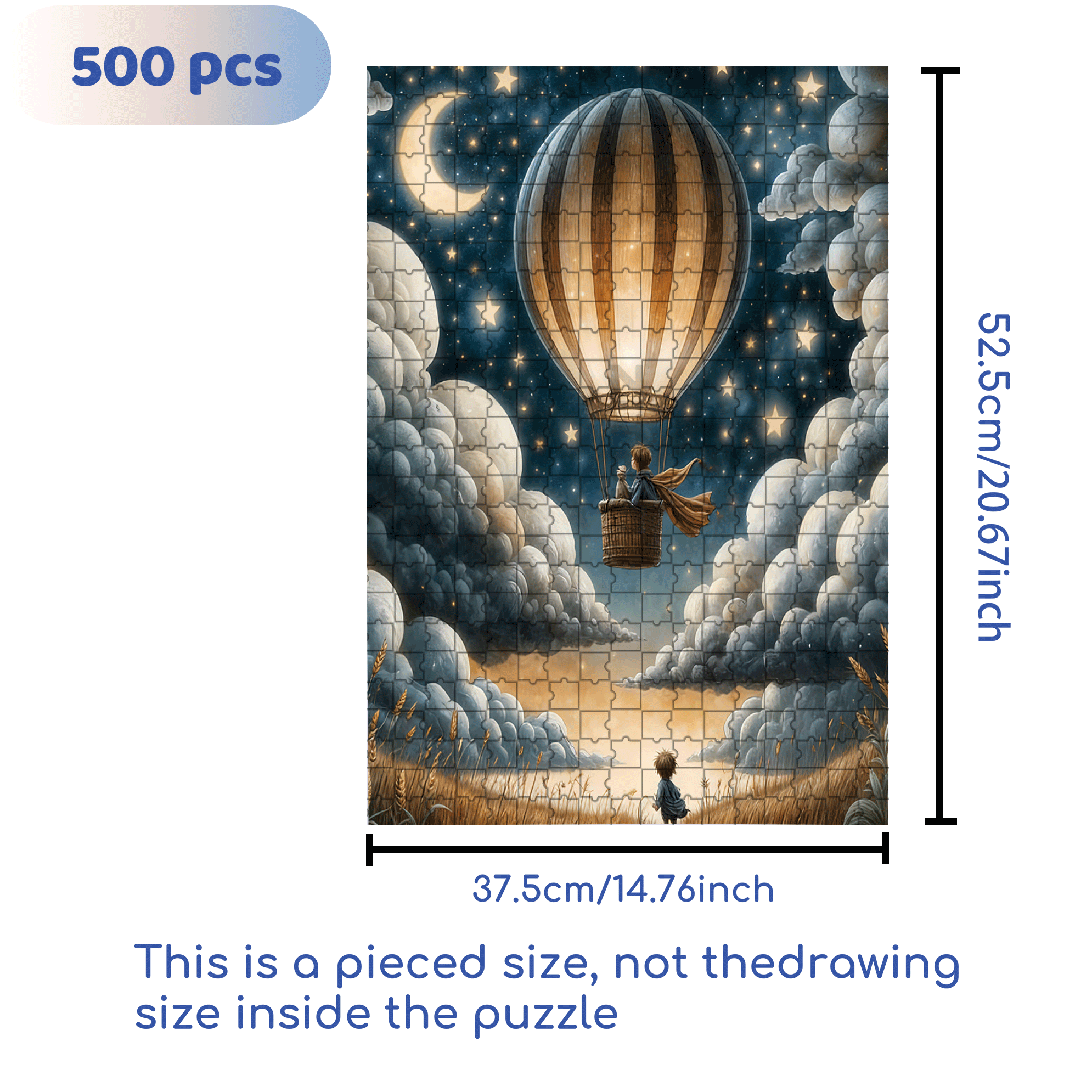 Enchanting Hot Air Balloon 500pcs/1000pcs Jigsaw Puzzle, Scratch-Resistant, Interactive Family Game & Brain-Boosting DIY Decor, Perfect for Halloween, Christmas & New Year Gifts, Family Puzzle Game
