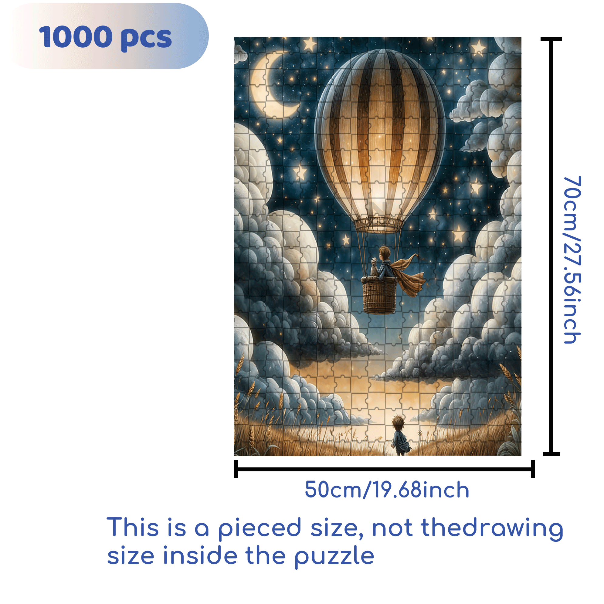 Enchanting Hot Air Balloon 500pcs/1000pcs Jigsaw Puzzle, Scratch-Resistant, Interactive Family Game & Brain-Boosting DIY Decor, Perfect for Halloween, Christmas & New Year Gifts, Family Puzzle Game