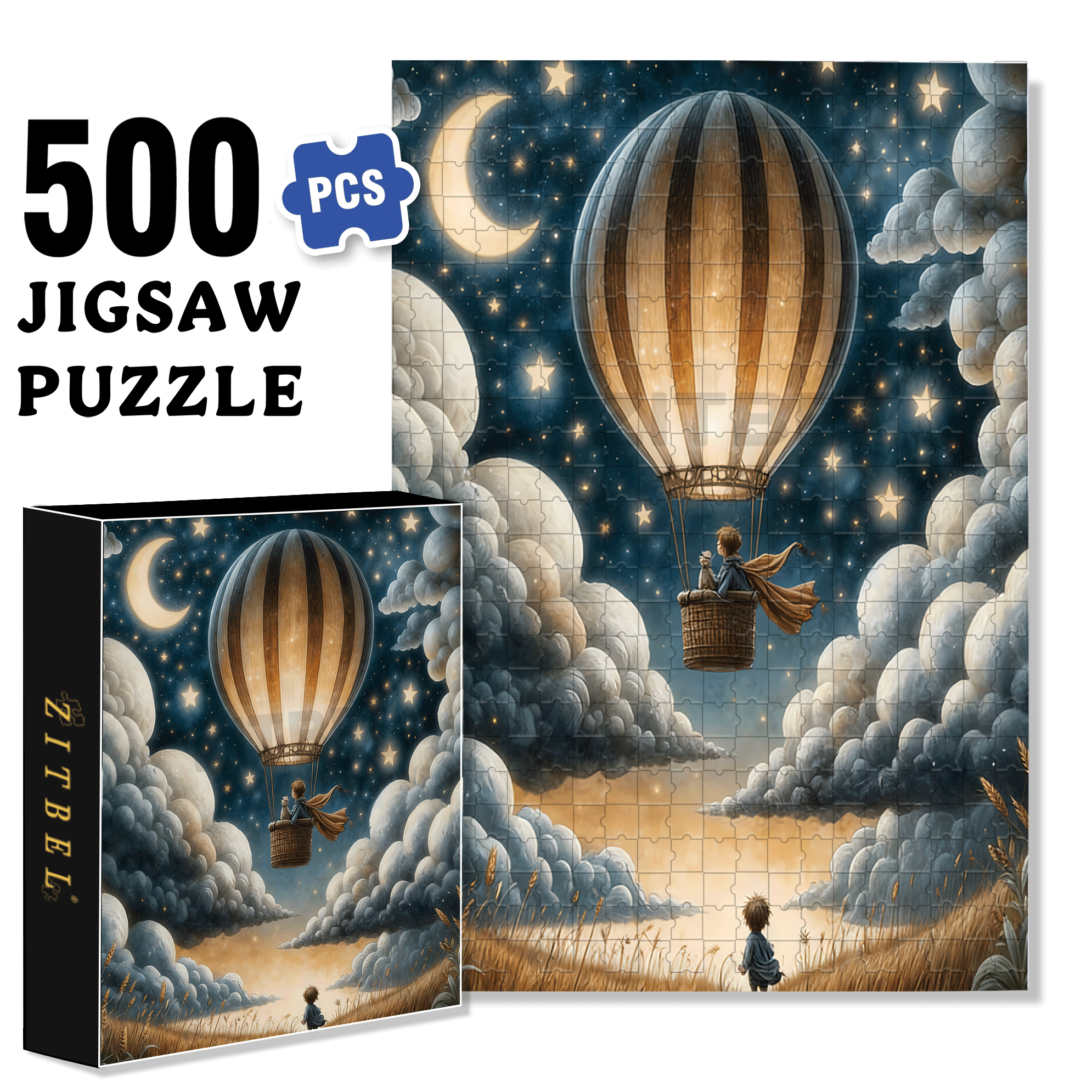 Enchanting Hot Air Balloon 500pcs/1000pcs Jigsaw Puzzle, Scratch-Resistant, Interactive Family Game & Brain-Boosting DIY Decor, Perfect for Halloween, Christmas & New Year Gifts, Family Puzzle Game