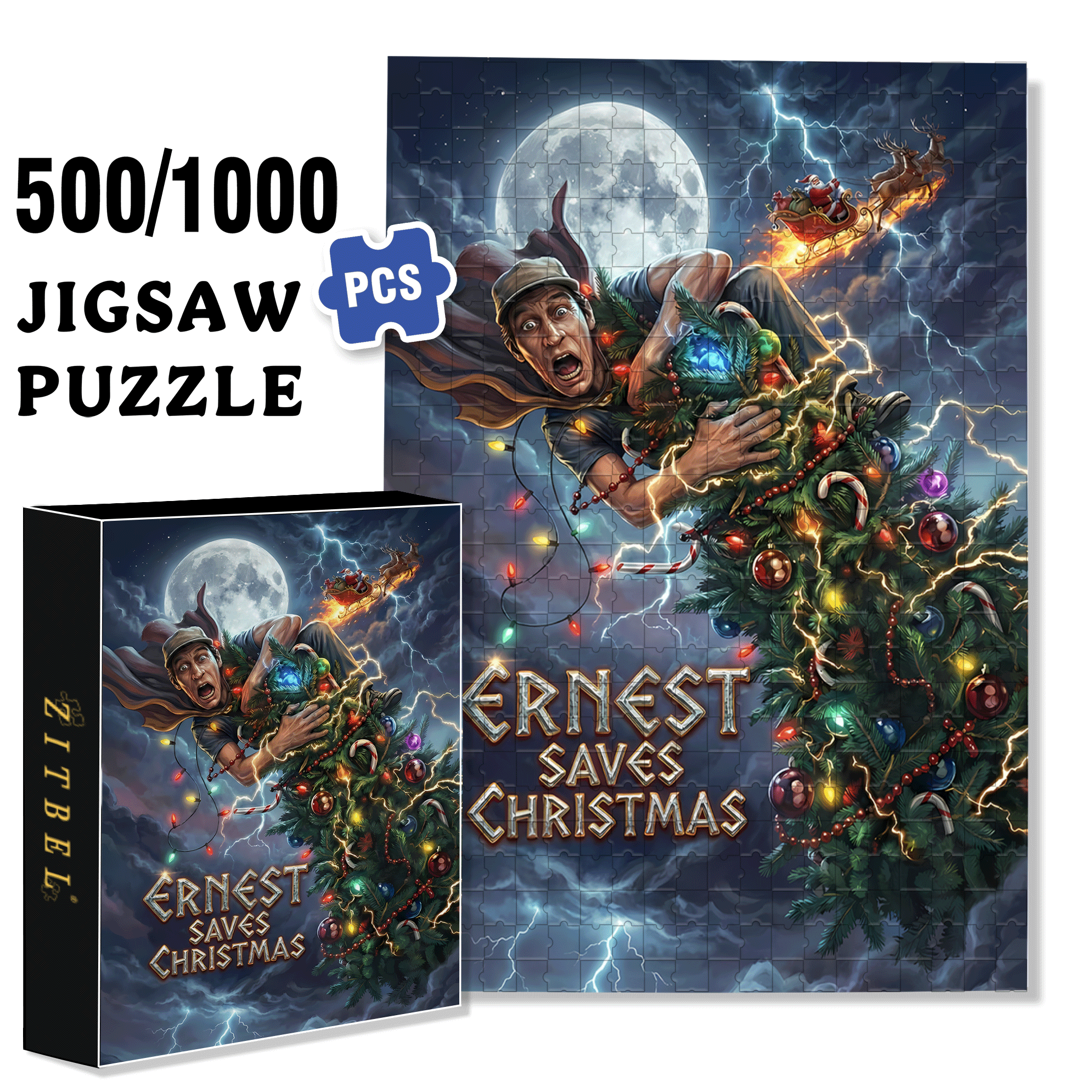 Ernest Saves Christmas (1988) 500pcs/1000pcs Jigsaw Puzzle, Scratch-Resistant, Interactive Family Game & Brain-Boosting DIY Decor, Perfect for Halloween, Christmas & New Year Gifts, Family Puzzle Game