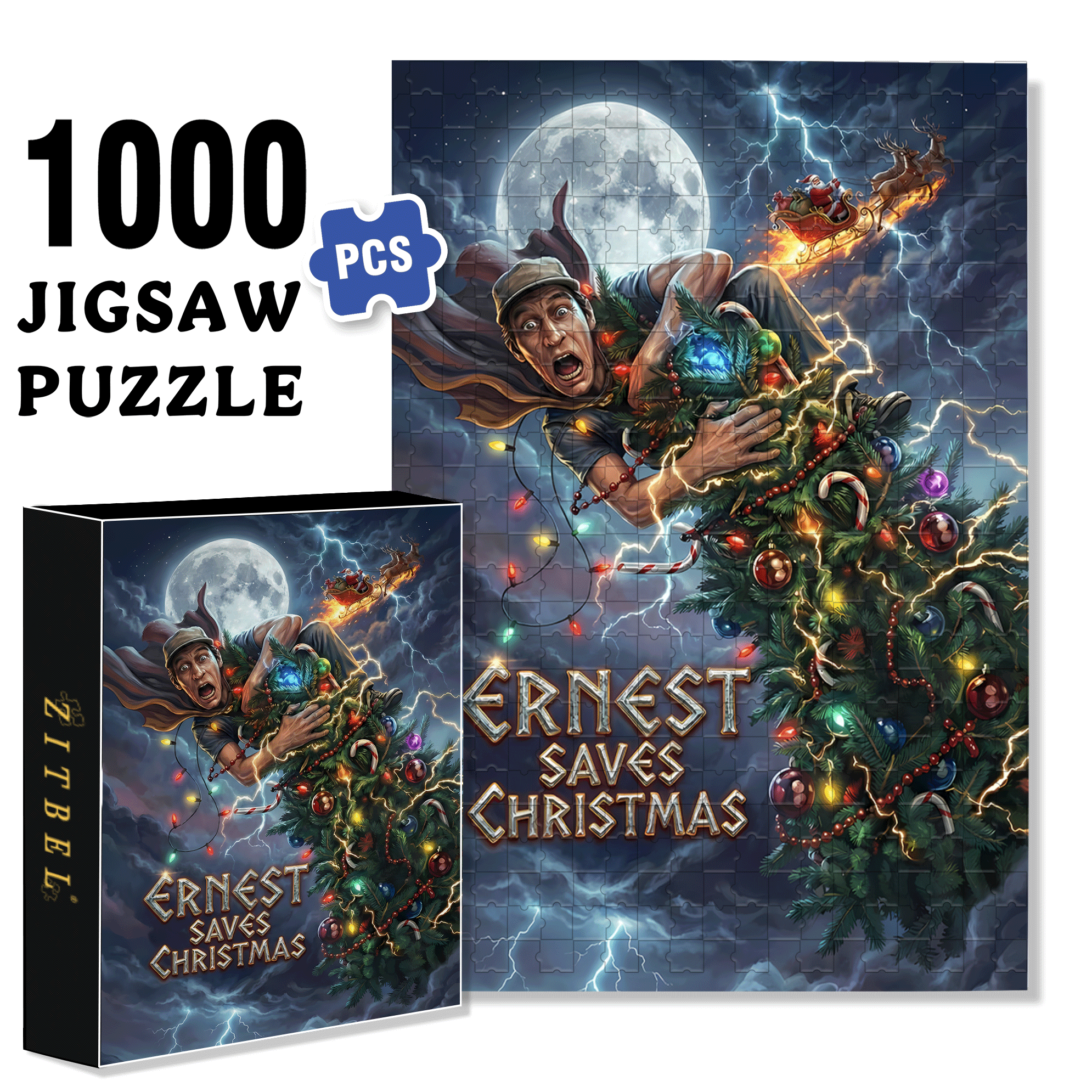 Ernest Saves Christmas (1988) 500pcs/1000pcs Jigsaw Puzzle, Scratch-Resistant, Interactive Family Game & Brain-Boosting DIY Decor, Perfect for Halloween, Christmas & New Year Gifts, Family Puzzle Game