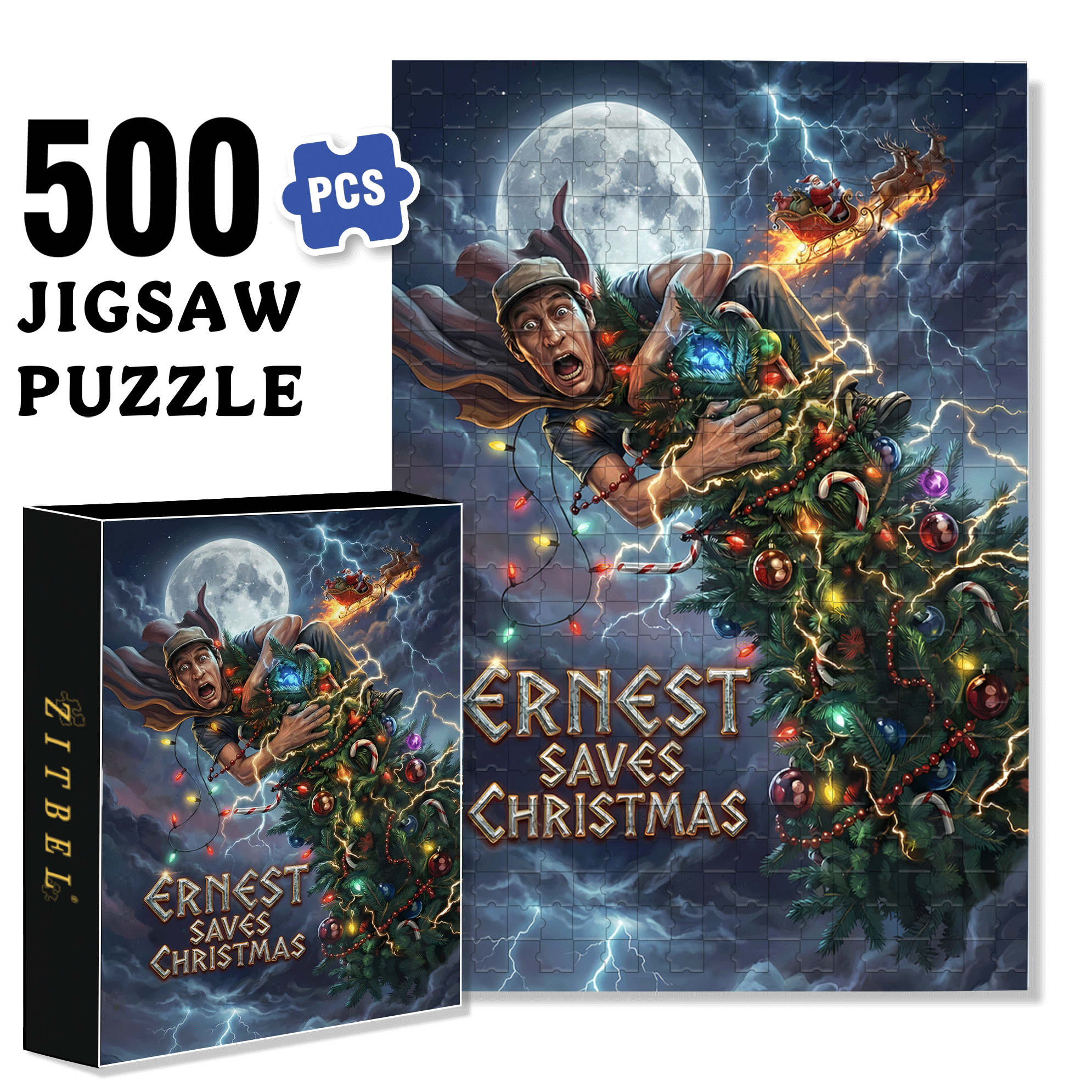 Ernest Saves Christmas (1988) 500pcs/1000pcs Jigsaw Puzzle, Scratch-Resistant, Interactive Family Game & Brain-Boosting DIY Decor, Perfect for Halloween, Christmas & New Year Gifts, Family Puzzle Game