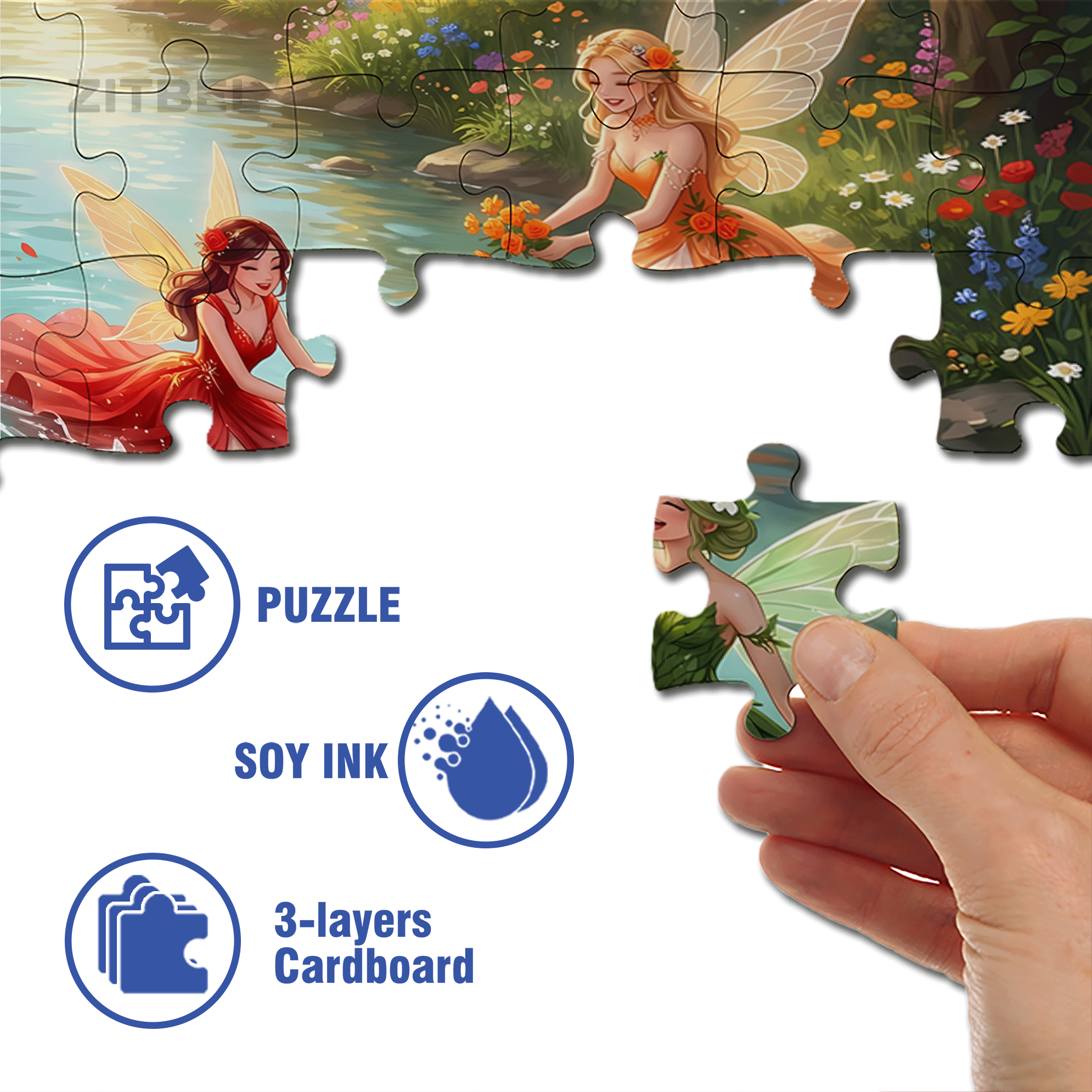 Fairy Of The Stream 500pcs/1000pcs Jigsaw Puzzle, Scratch-Resistant, Interactive Family Game & Brain-Boosting DIY Decor, Perfect for Halloween, Christmas & New Year Gifts, Family Puzzle Game