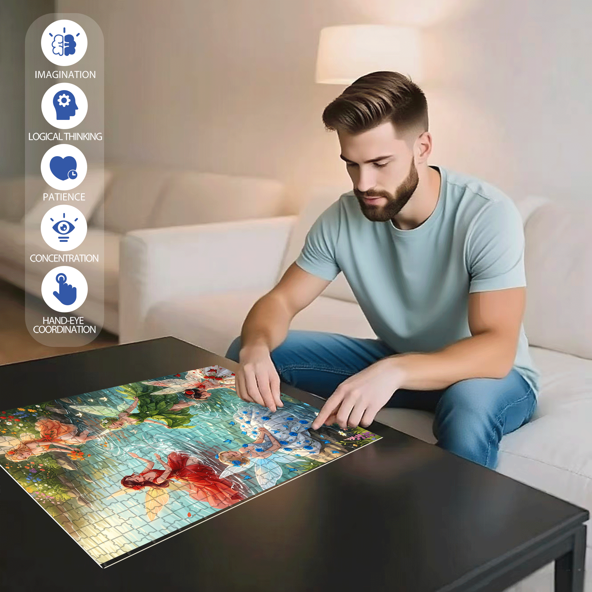 Fairy Of The Stream 500pcs/1000pcs Jigsaw Puzzle, Scratch-Resistant, Interactive Family Game & Brain-Boosting DIY Decor, Perfect for Halloween, Christmas & New Year Gifts, Family Puzzle Game