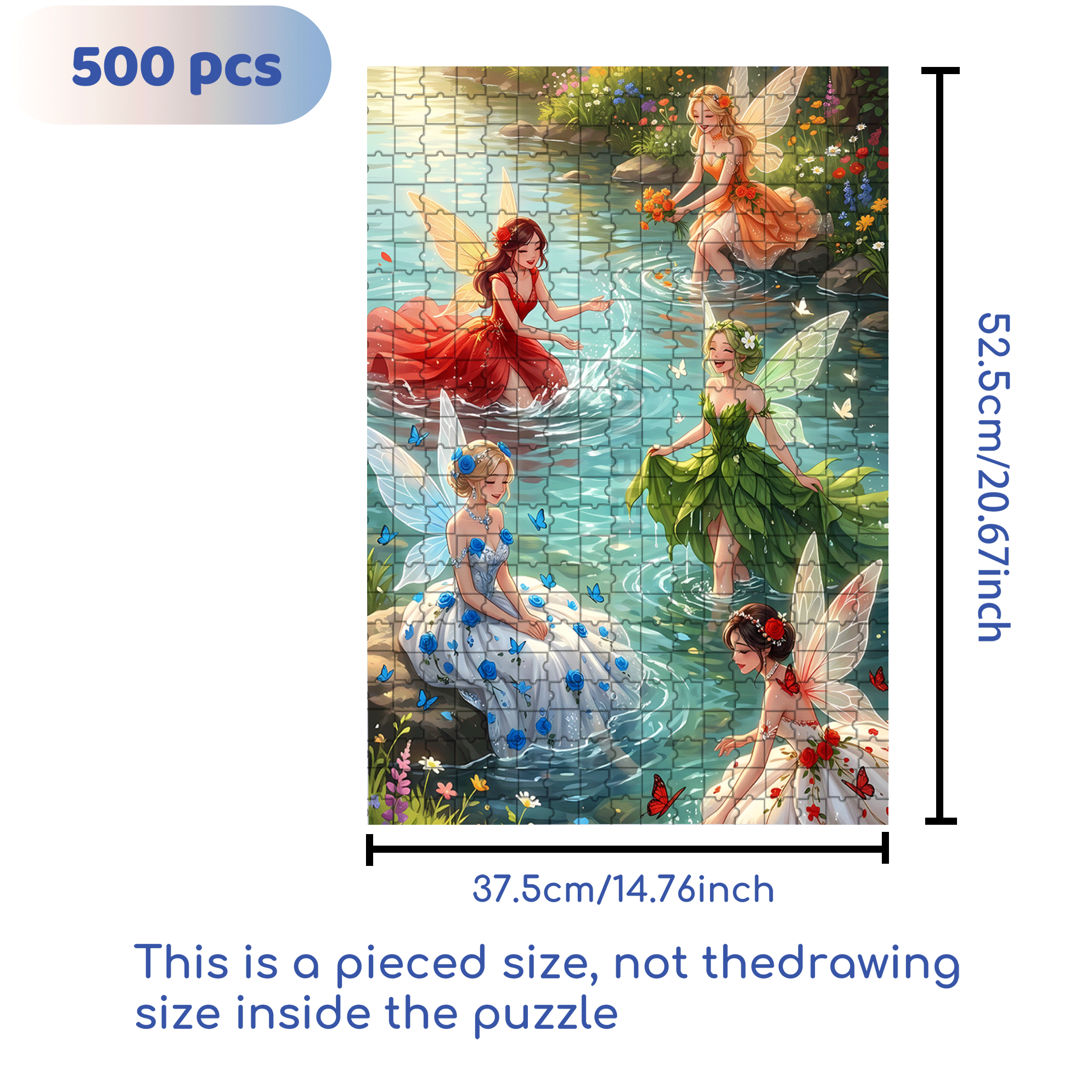 Fairy Of The Stream 500pcs/1000pcs Jigsaw Puzzle, Scratch-Resistant, Interactive Family Game & Brain-Boosting DIY Decor, Perfect for Halloween, Christmas & New Year Gifts, Family Puzzle Game