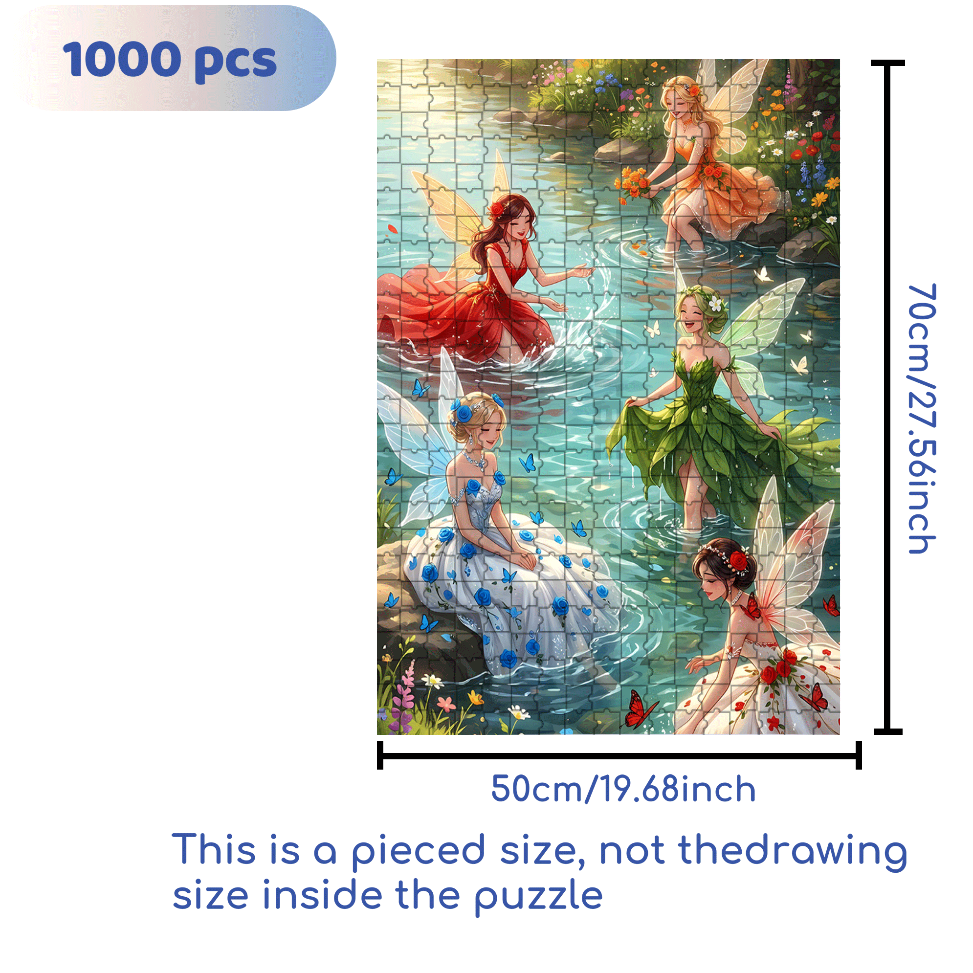 Fairy Of The Stream 500pcs/1000pcs Jigsaw Puzzle, Scratch-Resistant, Interactive Family Game & Brain-Boosting DIY Decor, Perfect for Halloween, Christmas & New Year Gifts, Family Puzzle Game