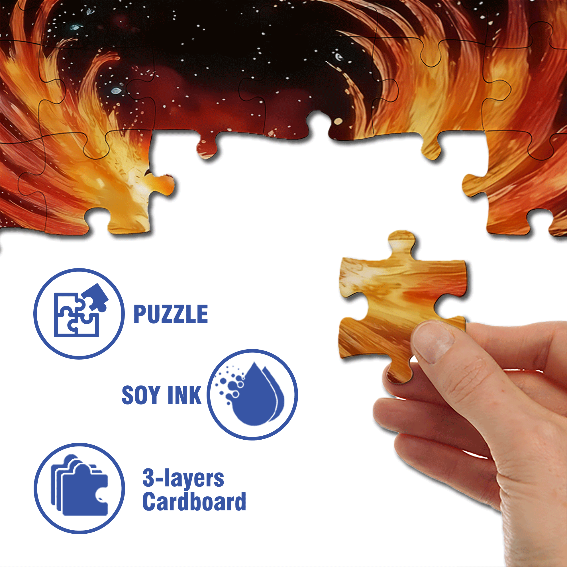 Fire Phoenix 500pcs/1000pcs Jigsaw Puzzle, Scratch-Resistant, Interactive Family Game & Brain-Boosting DIY Decor, Perfect for Halloween, Christmas & New Year Gifts, Family Puzzle Game