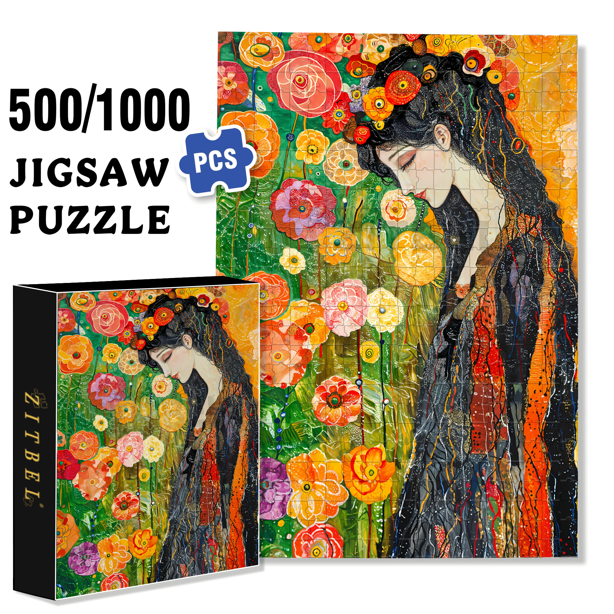 Flower Dream 500pcs/1000pcs Jigsaw Puzzle, Scratch-Resistant, Interactive Family Game & Brain-Boosting DIY Decor, Perfect for Halloween, Christmas & New Year Gifts, Family Puzzle Game