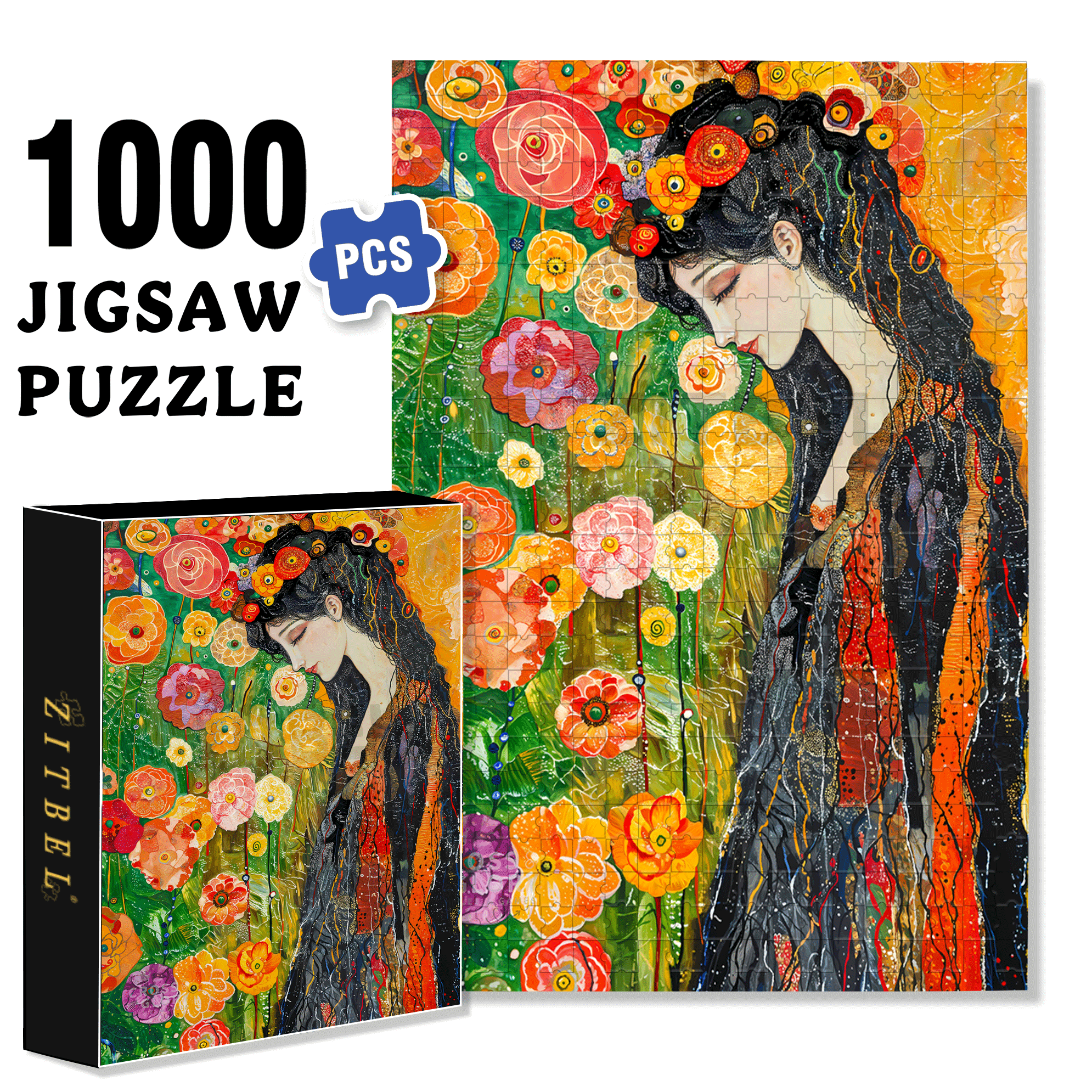Flower Dream 500pcs/1000pcs Jigsaw Puzzle, Scratch-Resistant, Interactive Family Game & Brain-Boosting DIY Decor, Perfect for Halloween, Christmas & New Year Gifts, Family Puzzle Game