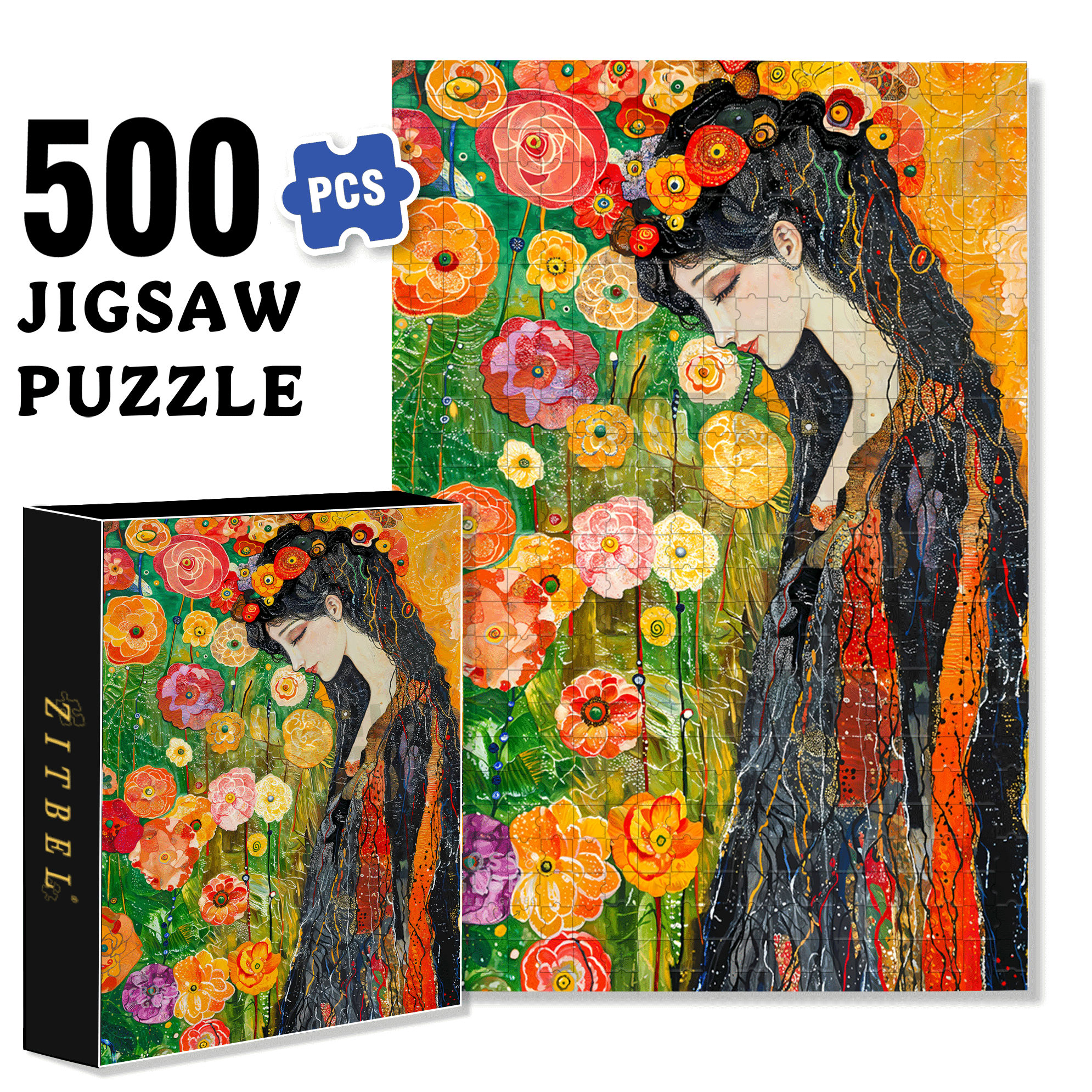 Flower Dream 500pcs/1000pcs Jigsaw Puzzle, Scratch-Resistant, Interactive Family Game & Brain-Boosting DIY Decor, Perfect for Halloween, Christmas & New Year Gifts, Family Puzzle Game