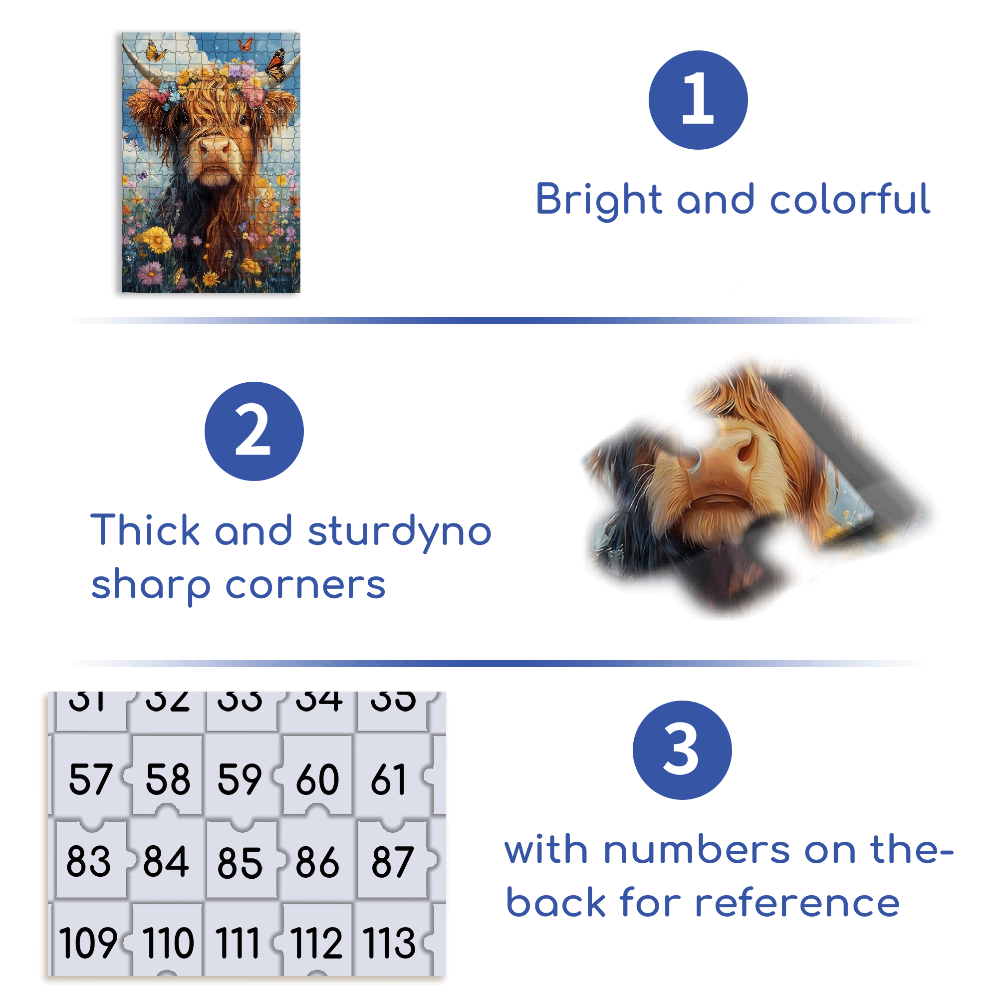 Garland Highland Cattle 500pcs/1000pcs Jigsaw Puzzle, Scratch-Resistant, Interactive Family Game & Brain-Boosting DIY Decor, Perfect for Halloween, Christmas & New Year Gifts, Family Puzzle Game