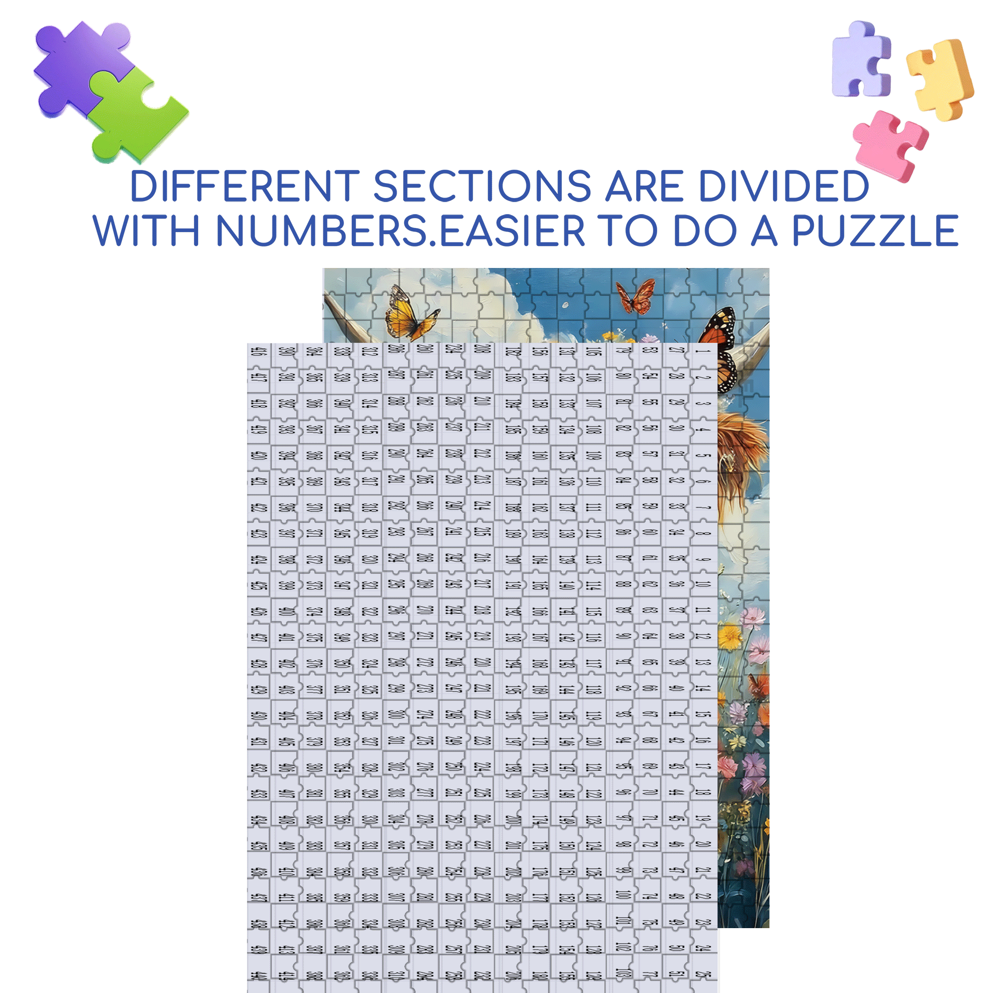 Garland Highland Cattle 500pcs/1000pcs Jigsaw Puzzle, Scratch-Resistant, Interactive Family Game & Brain-Boosting DIY Decor, Perfect for Halloween, Christmas & New Year Gifts, Family Puzzle Game