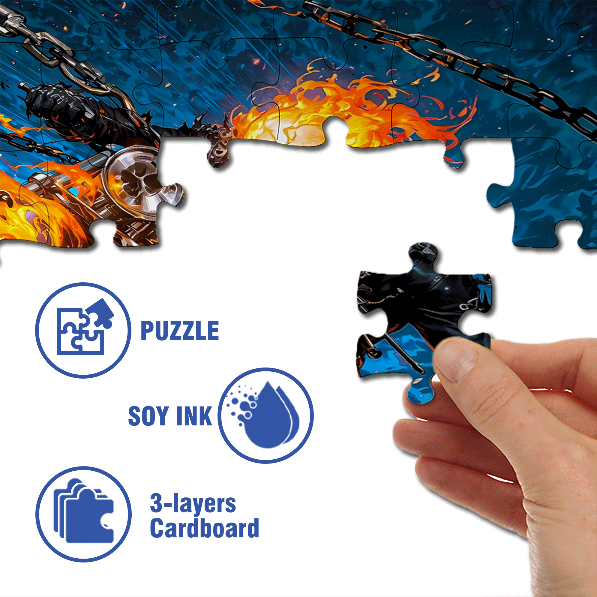 GHOST RIDER 500pcs/1000pcs Jigsaw Puzzle, Scratch-Resistant, Interactive Family Game & Brain-Boosting DIY Decor, Perfect for Halloween, Christmas & New Year Gifts, Family Puzzle Game