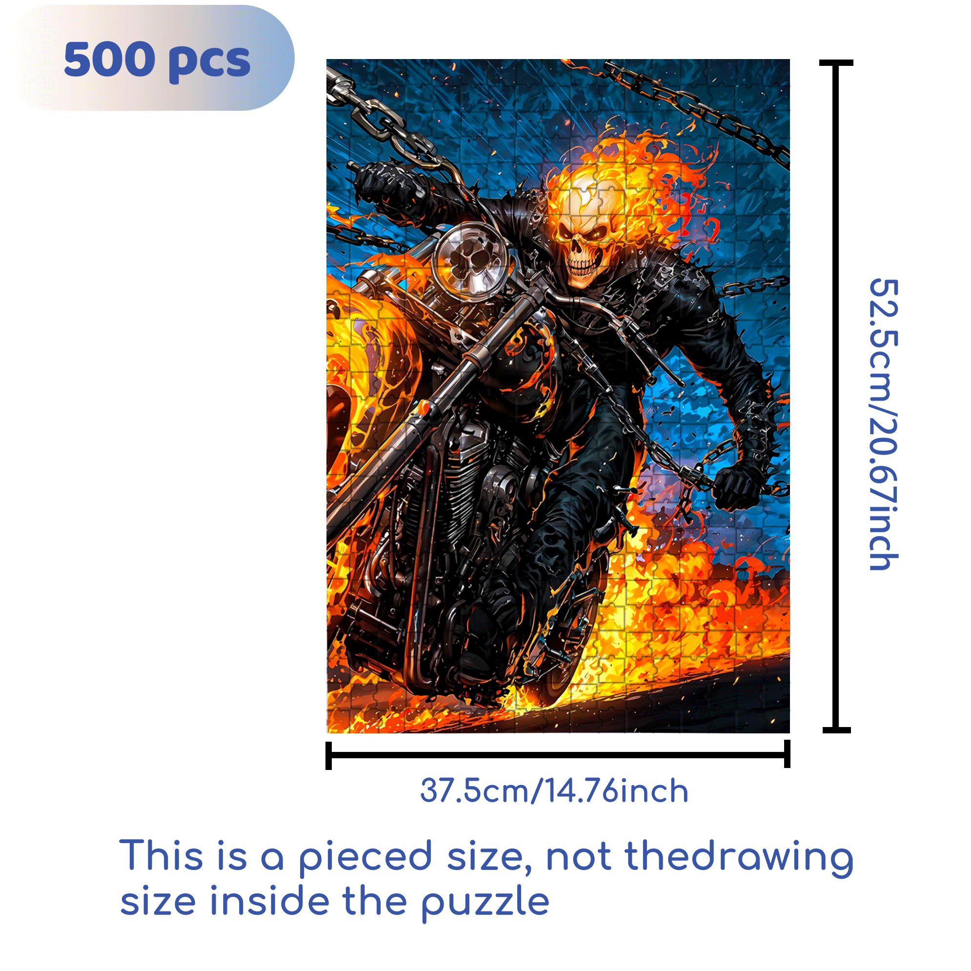 GHOST RIDER 500pcs/1000pcs Jigsaw Puzzle, Scratch-Resistant, Interactive Family Game & Brain-Boosting DIY Decor, Perfect for Halloween, Christmas & New Year Gifts, Family Puzzle Game