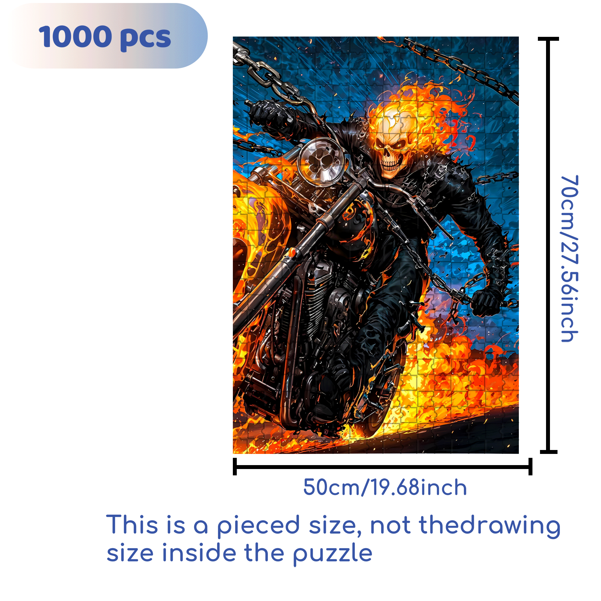 GHOST RIDER 500pcs/1000pcs Jigsaw Puzzle, Scratch-Resistant, Interactive Family Game & Brain-Boosting DIY Decor, Perfect for Halloween, Christmas & New Year Gifts, Family Puzzle Game