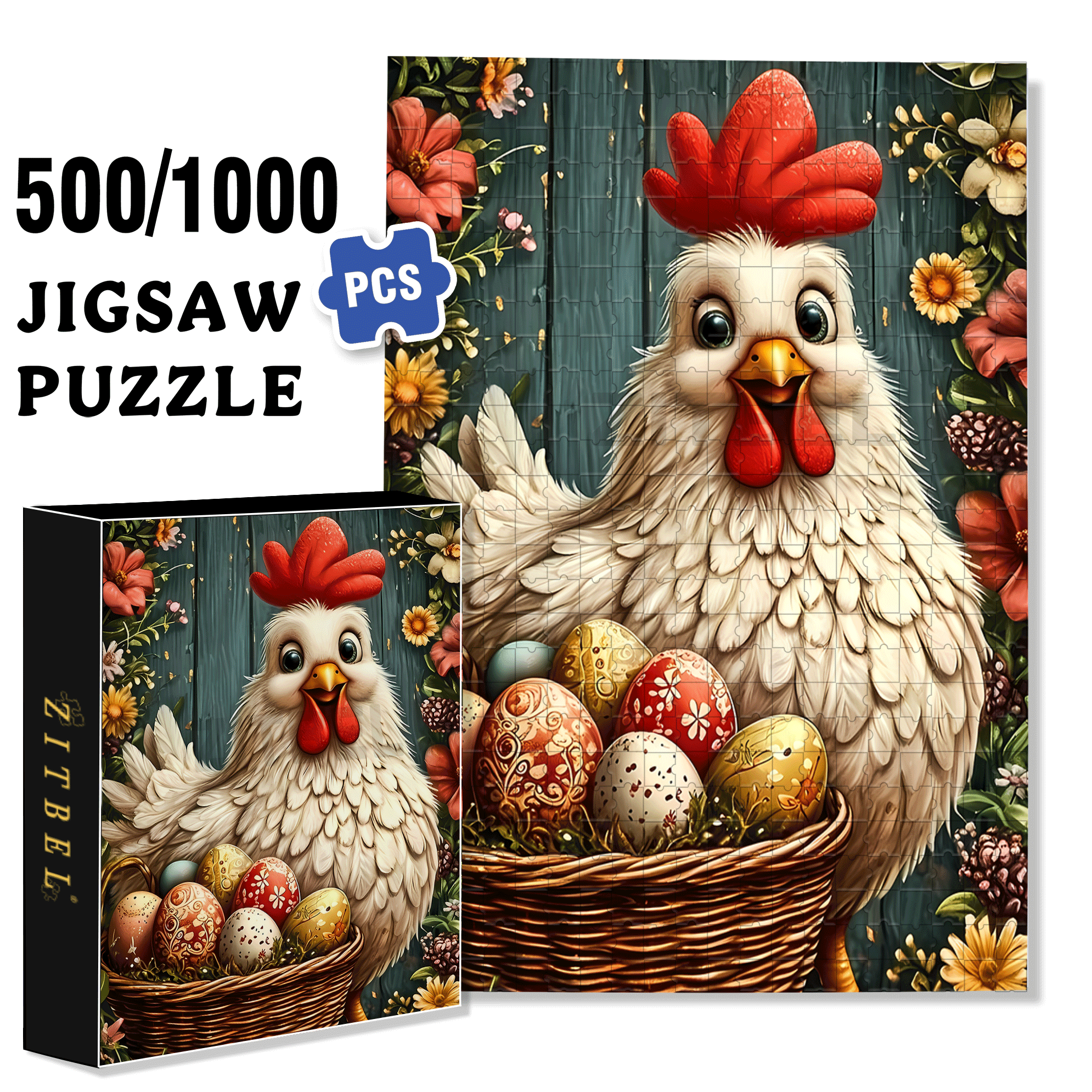 Golden Egg Basket 500pcs/1000pcs Jigsaw Puzzle, Scratch-Resistant, Interactive Family Game & Brain-Boosting DIY Decor, Perfect for Halloween, Christmas & New Year Gifts, Family Puzzle Game