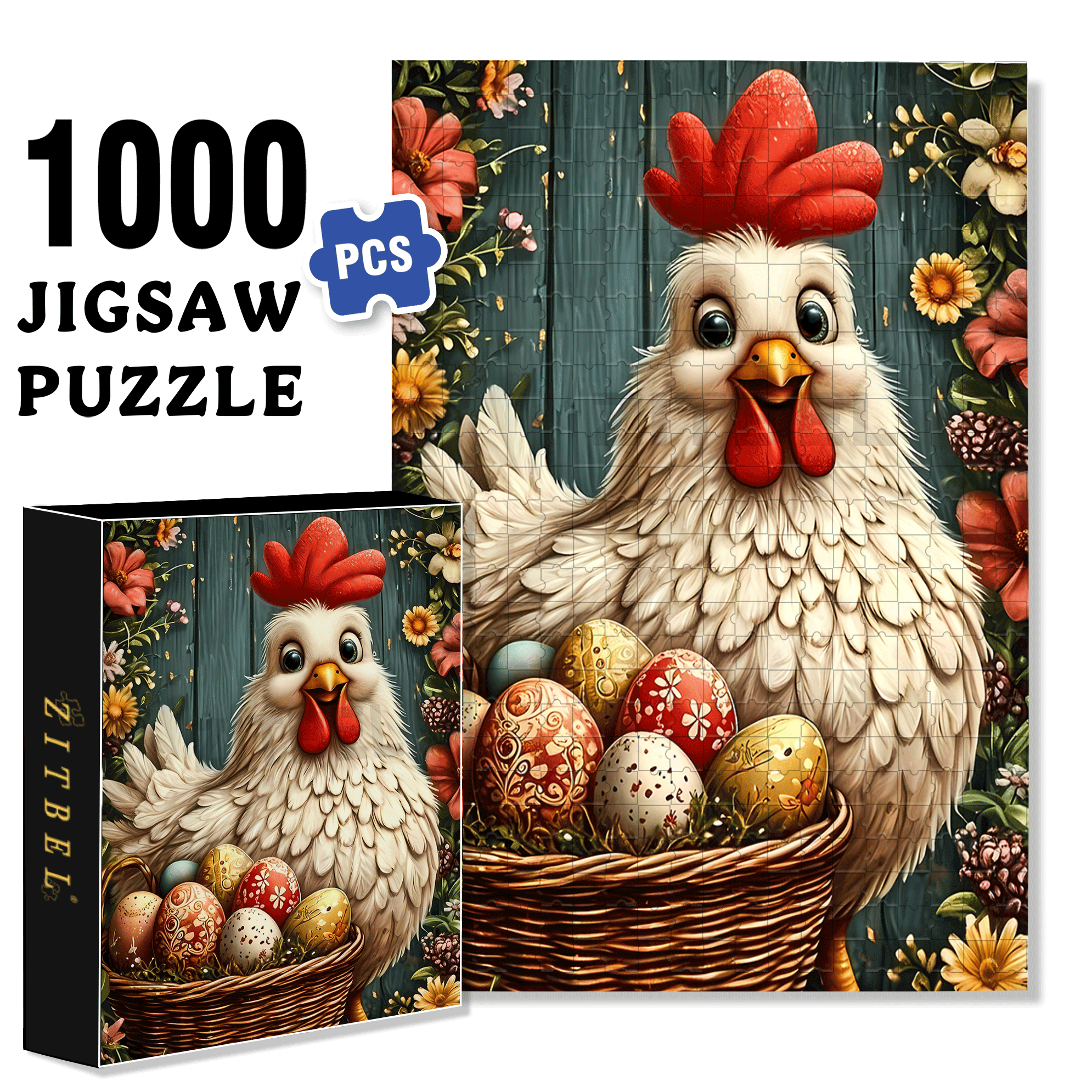 Golden Egg Basket 500pcs/1000pcs Jigsaw Puzzle, Scratch-Resistant, Interactive Family Game & Brain-Boosting DIY Decor, Perfect for Halloween, Christmas & New Year Gifts, Family Puzzle Game