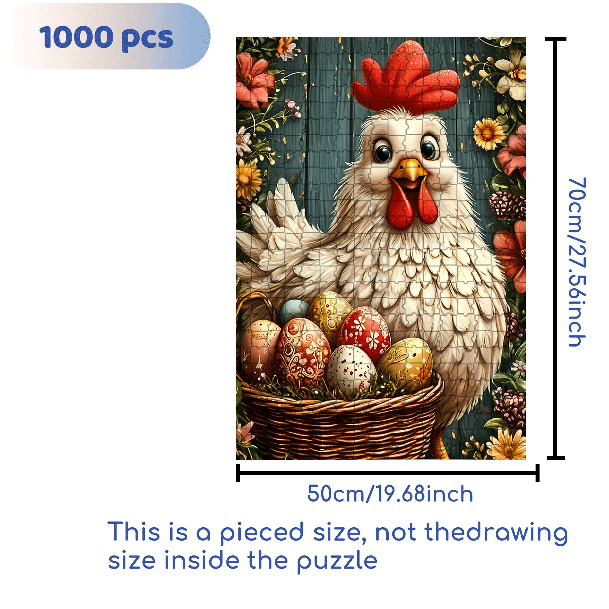 Golden Egg Basket 500pcs/1000pcs Jigsaw Puzzle, Scratch-Resistant, Interactive Family Game & Brain-Boosting DIY Decor, Perfect for Halloween, Christmas & New Year Gifts, Family Puzzle Game