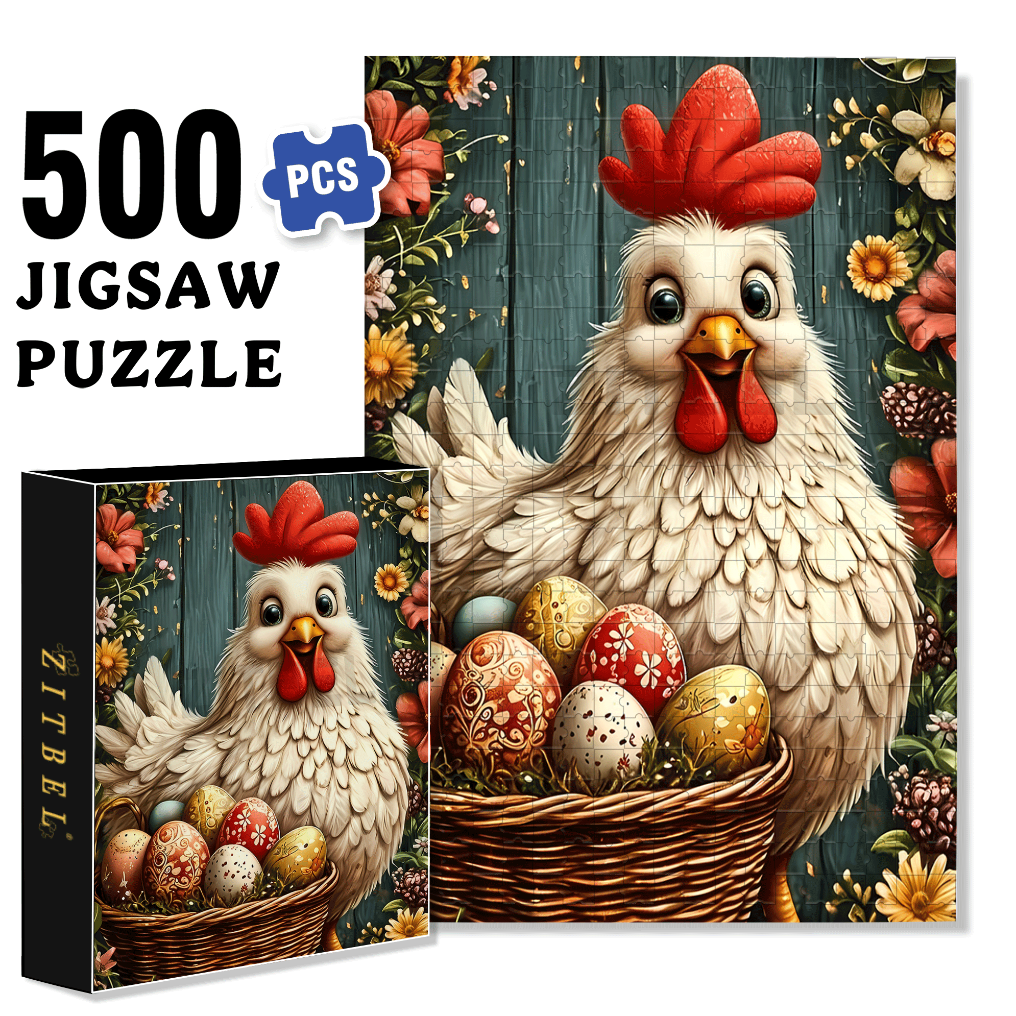 Golden Egg Basket 500pcs/1000pcs Jigsaw Puzzle, Scratch-Resistant, Interactive Family Game & Brain-Boosting DIY Decor, Perfect for Halloween, Christmas & New Year Gifts, Family Puzzle Game